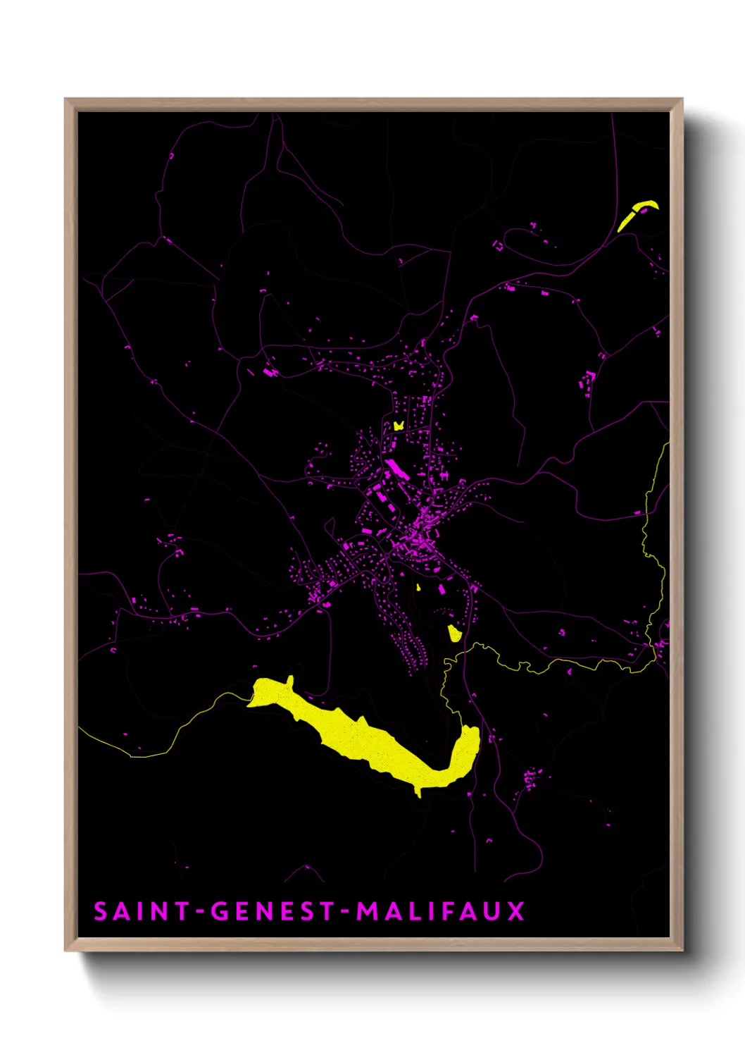 Une affiche de carte sur Saint-Genest-Malifaux