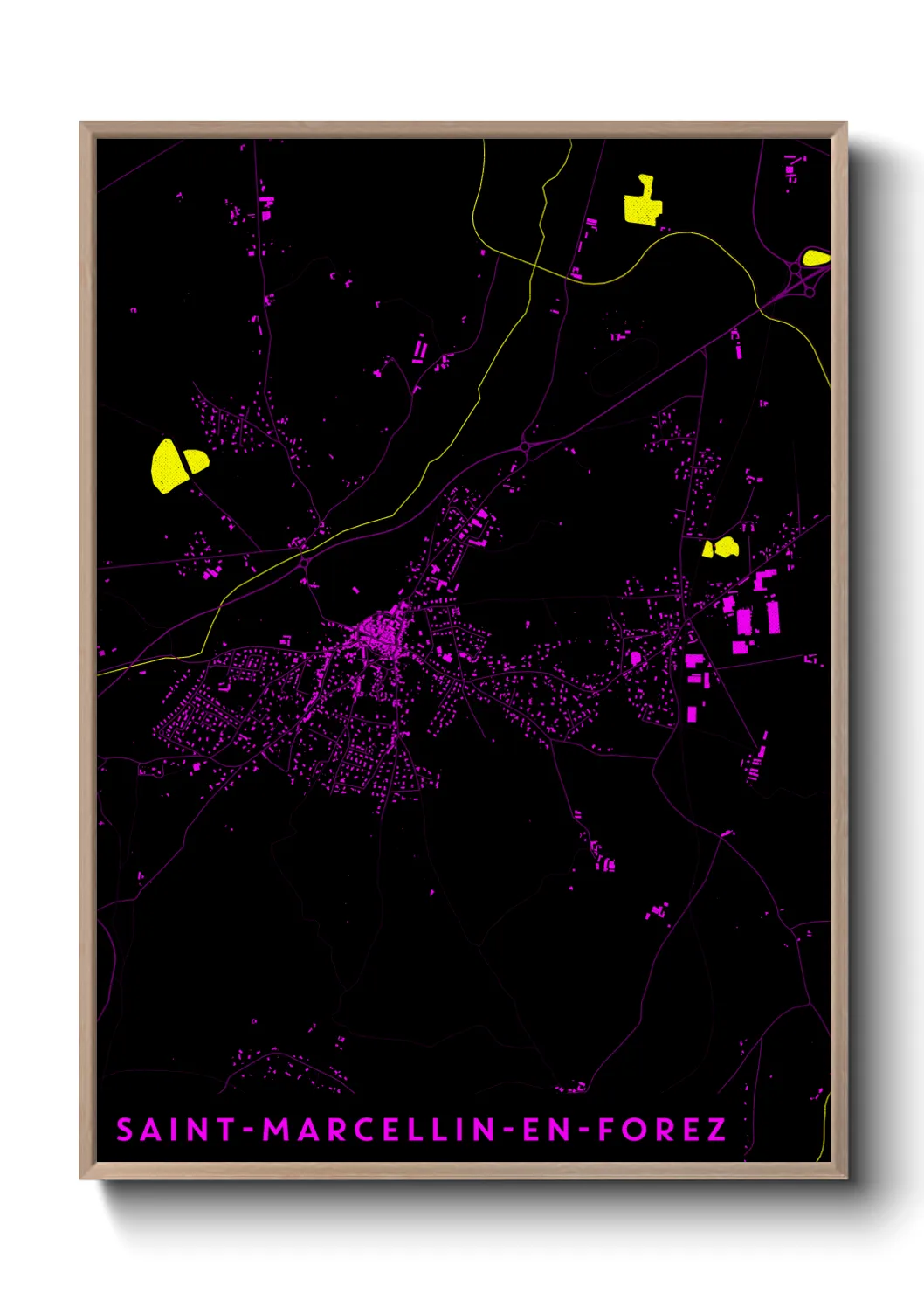 Une affiche de carte sur Saint-Marcellin-en-Forez