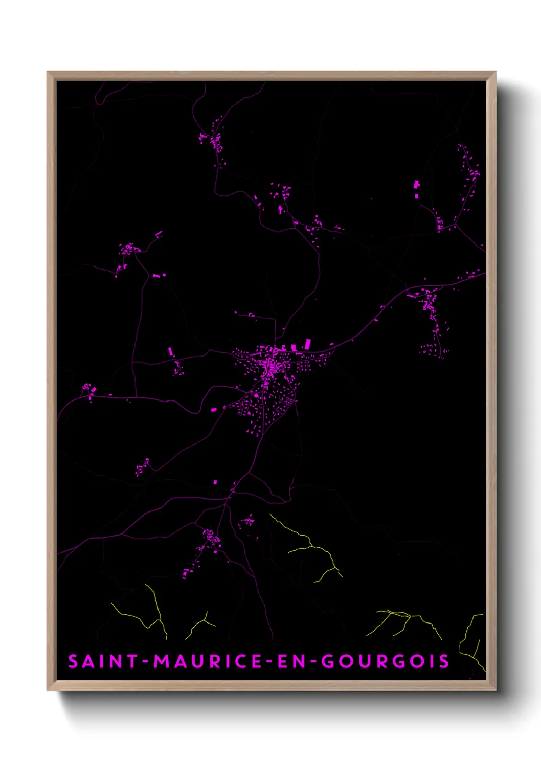 Une affiche de carte sur Saint-Maurice-en-Gourgois