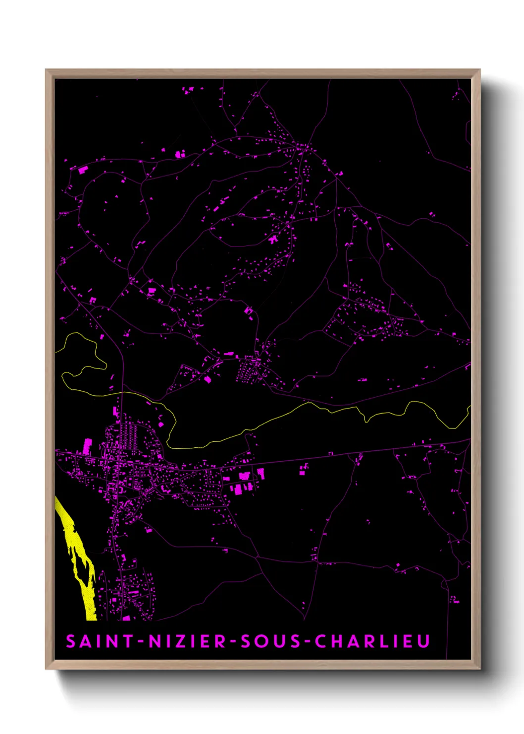 Une affiche de carte sur Saint-Nizier-sous-Charlieu