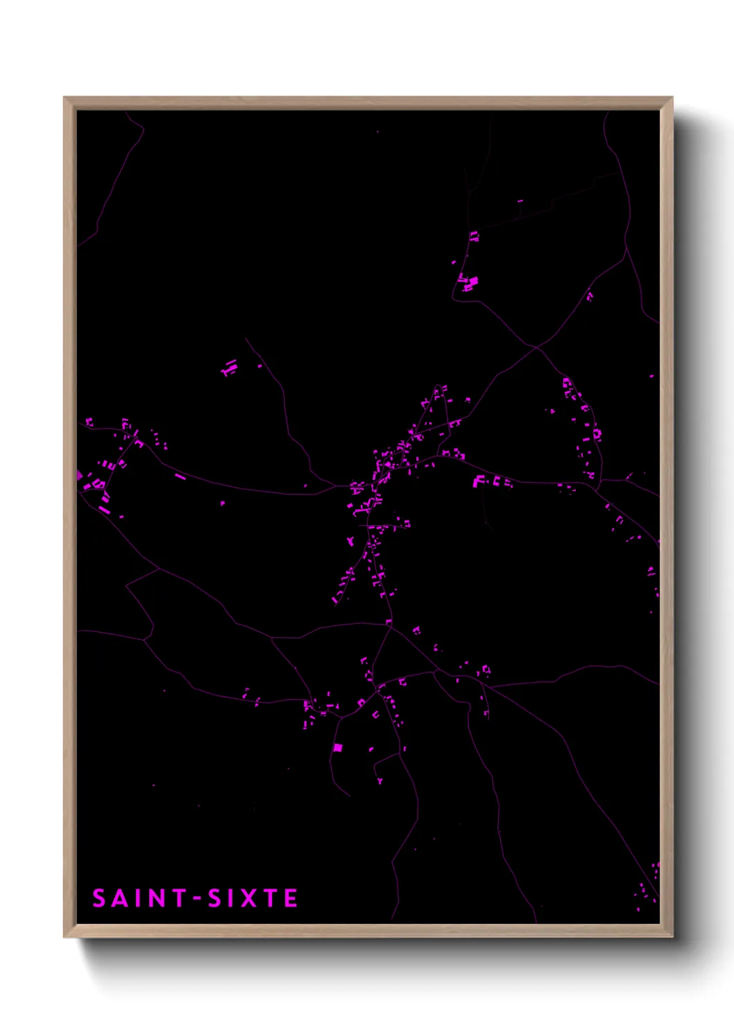 Une affiche de carte sur Saint-Sixte