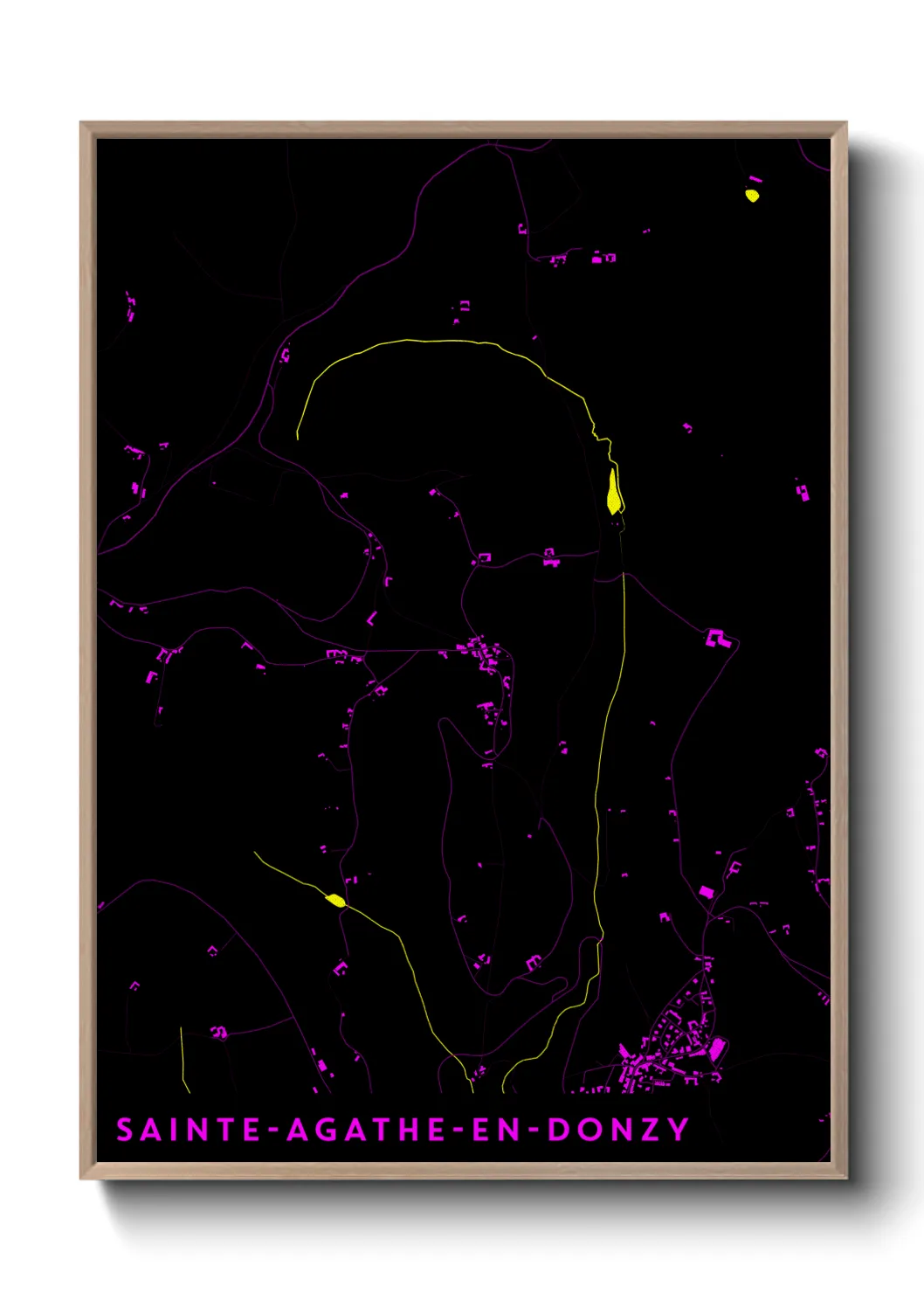 Une affiche de carte sur Sainte-Agathe-en-Donzy