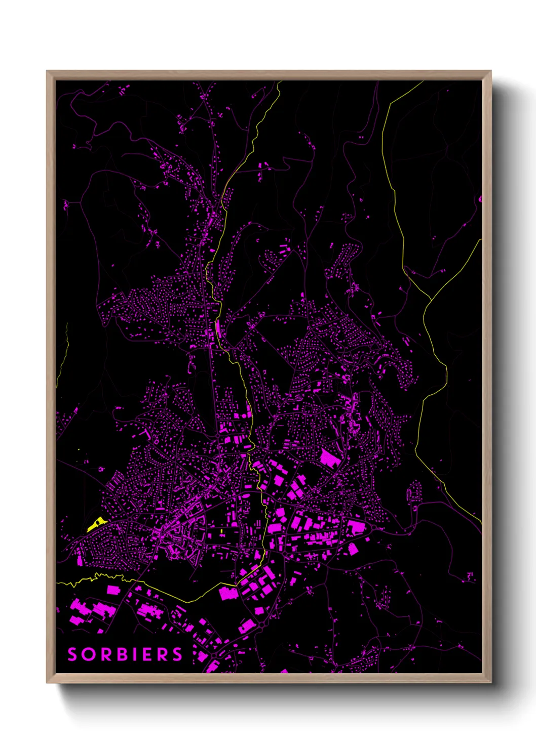 Une affiche de carte sur Sorbiers