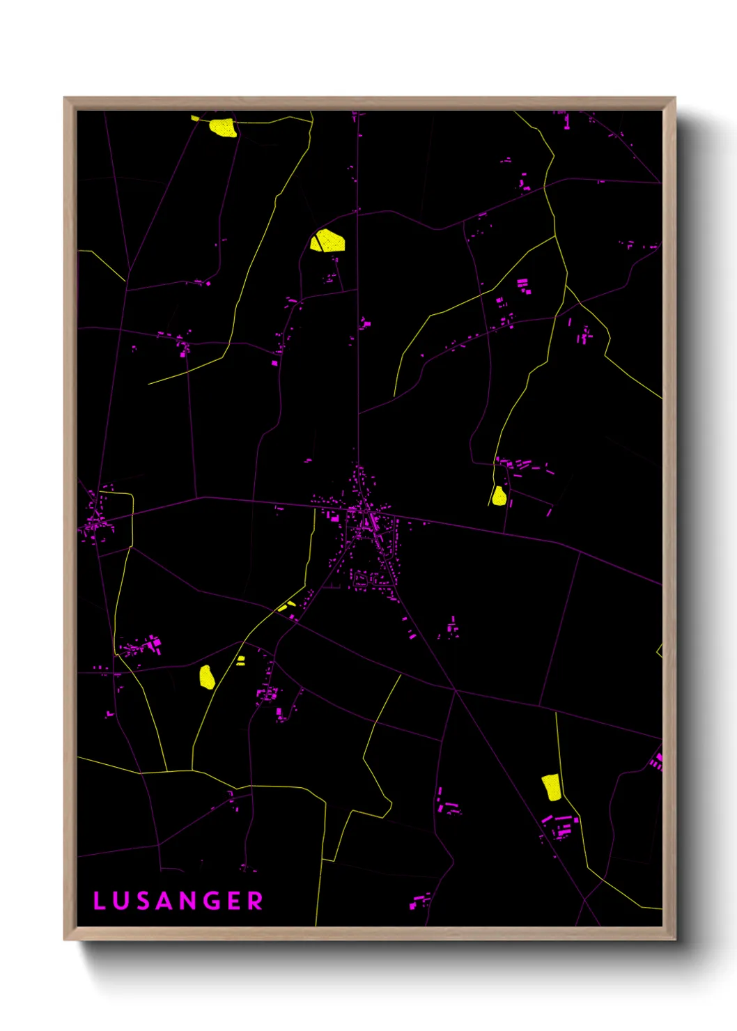 Une affiche de carte sur Lusanger