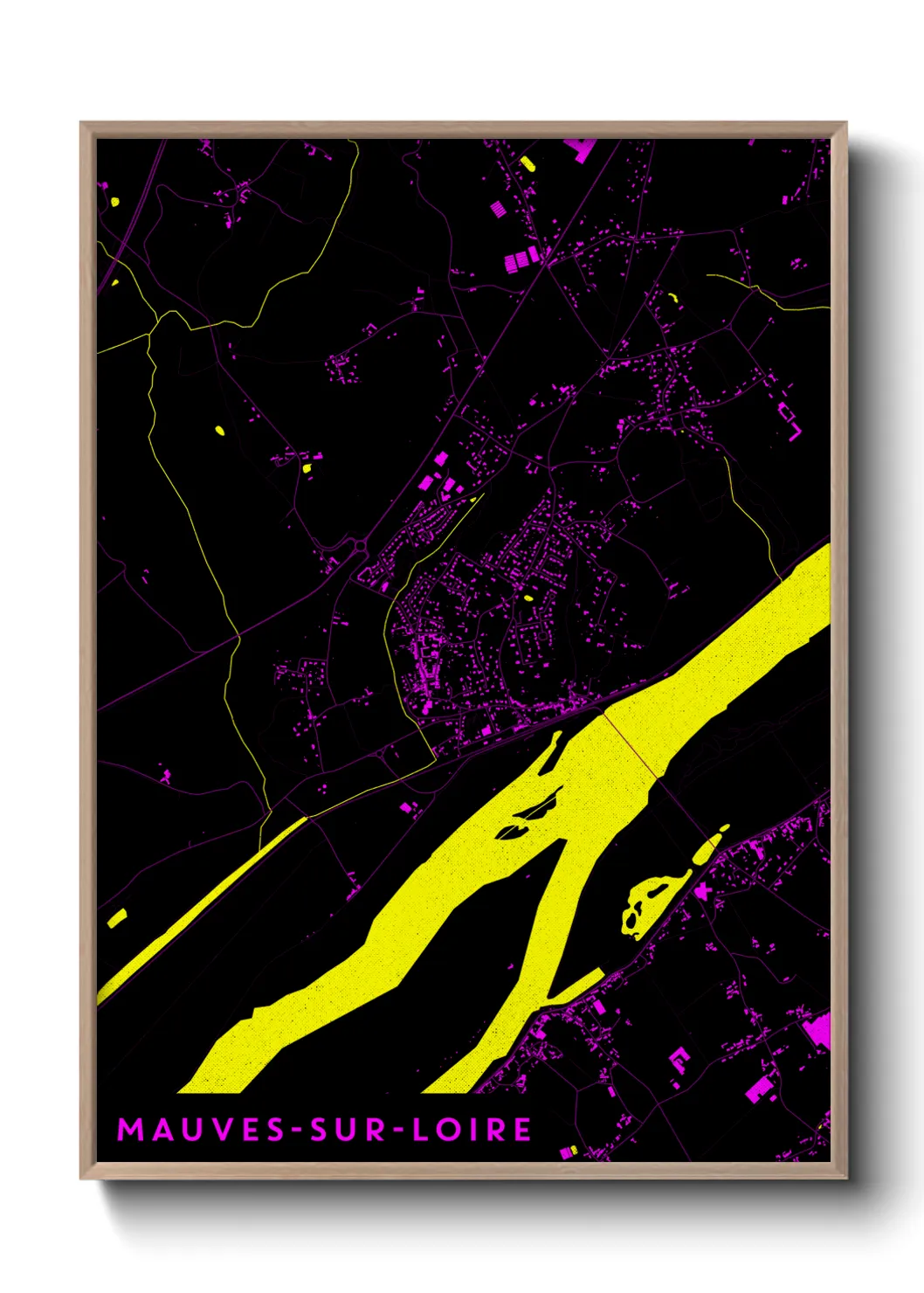 Une affiche de carte sur Mauves-sur-Loire