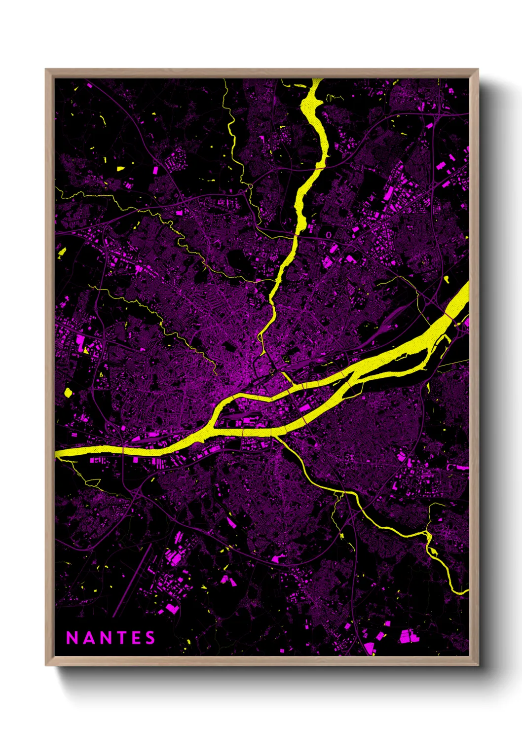 Une affiche de carte sur Nantes