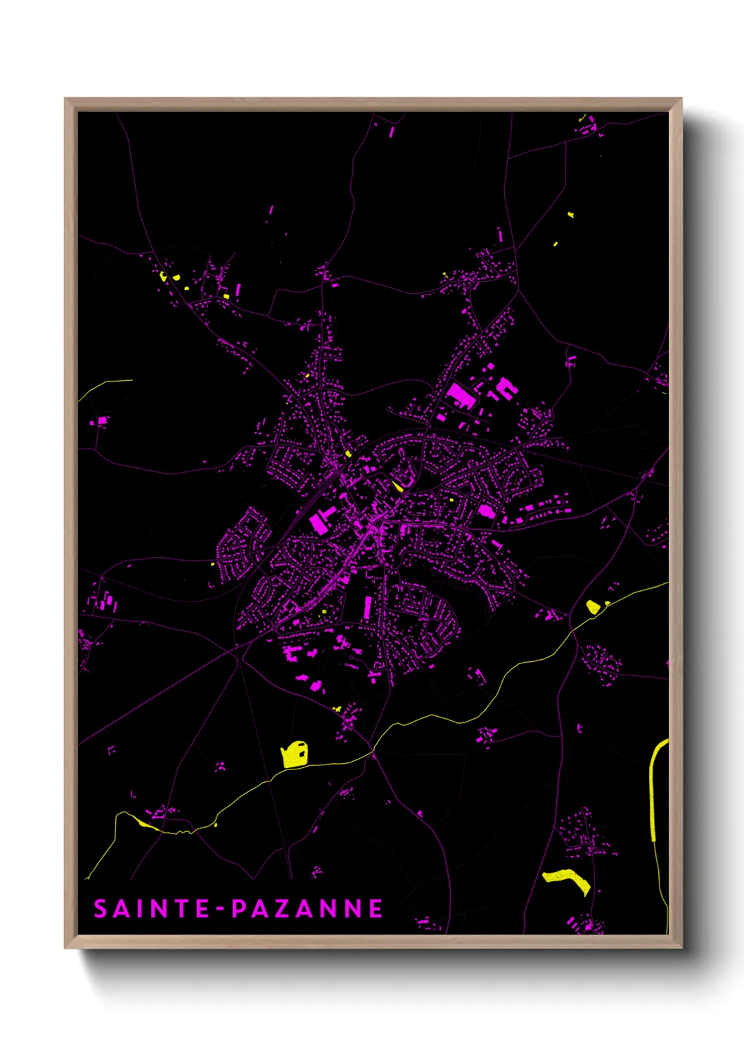 Une affiche de carte sur Sainte-Pazanne