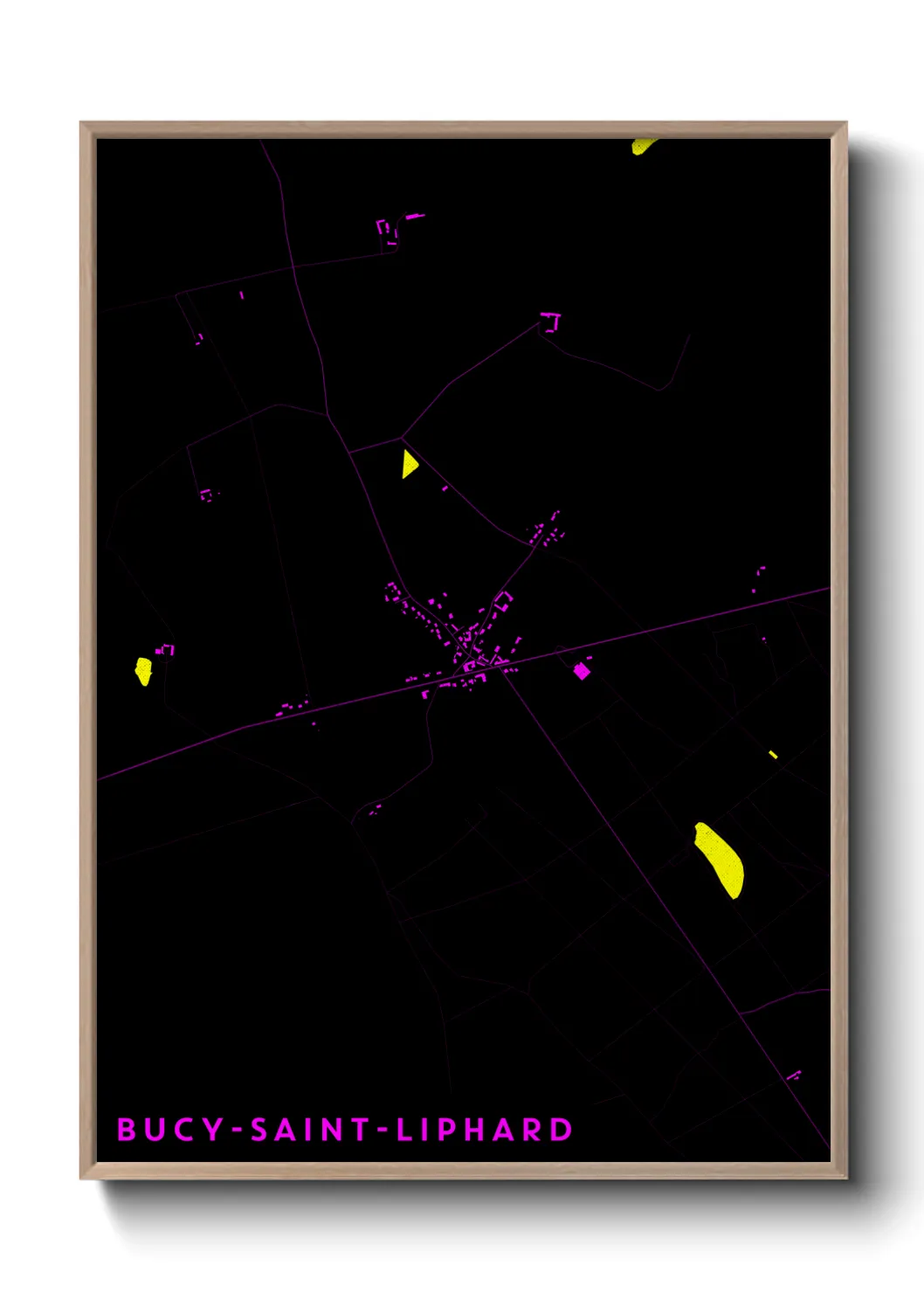 Une affiche de carte sur Bucy-Saint-Liphard