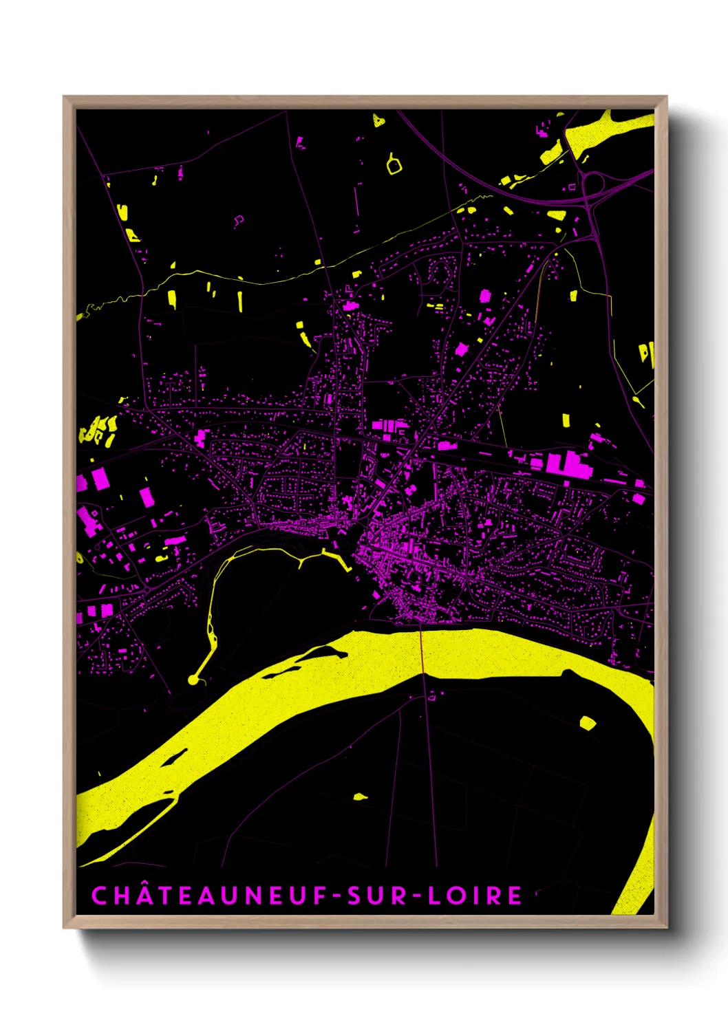 Une affiche de carte sur Châteauneuf-sur-Loire