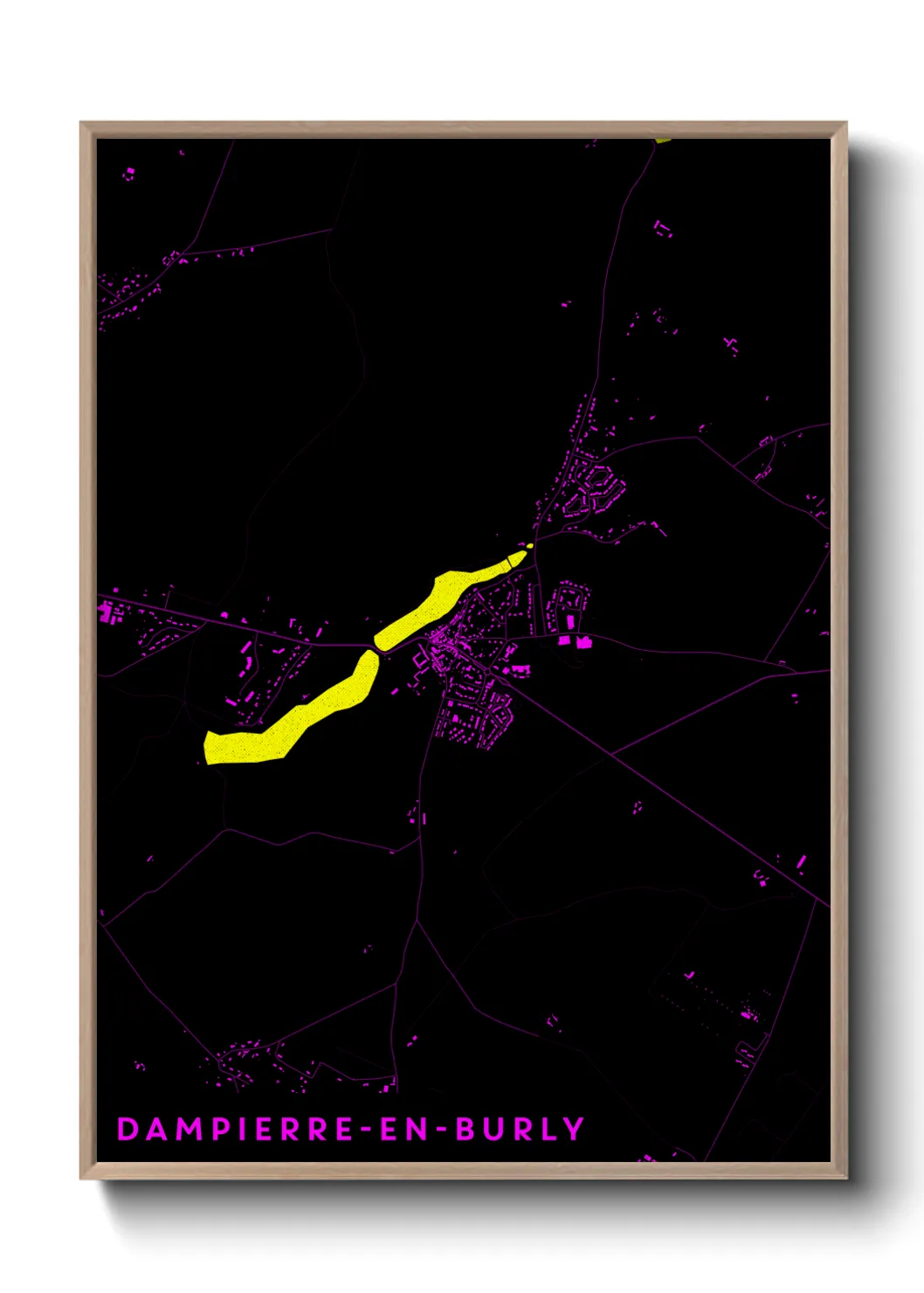 Une affiche de carte sur Dampierre-en-Burly