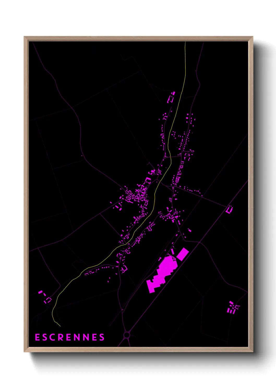 Une affiche de carte sur Escrennes