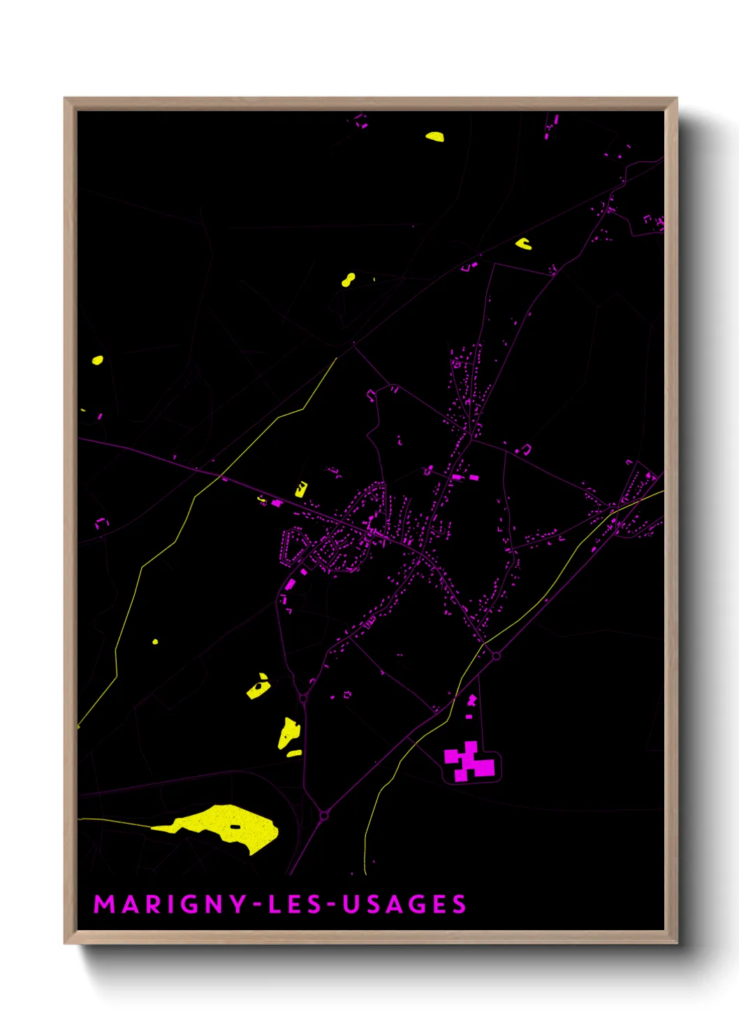 Une affiche de carte sur Marigny-les-Usages