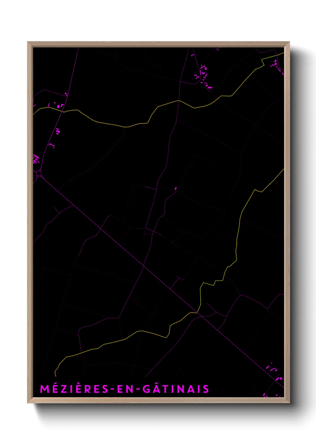 Une affiche de carte sur Mézières-en-Gâtinais