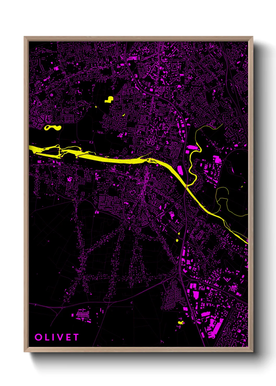 Une affiche de carte sur Olivet