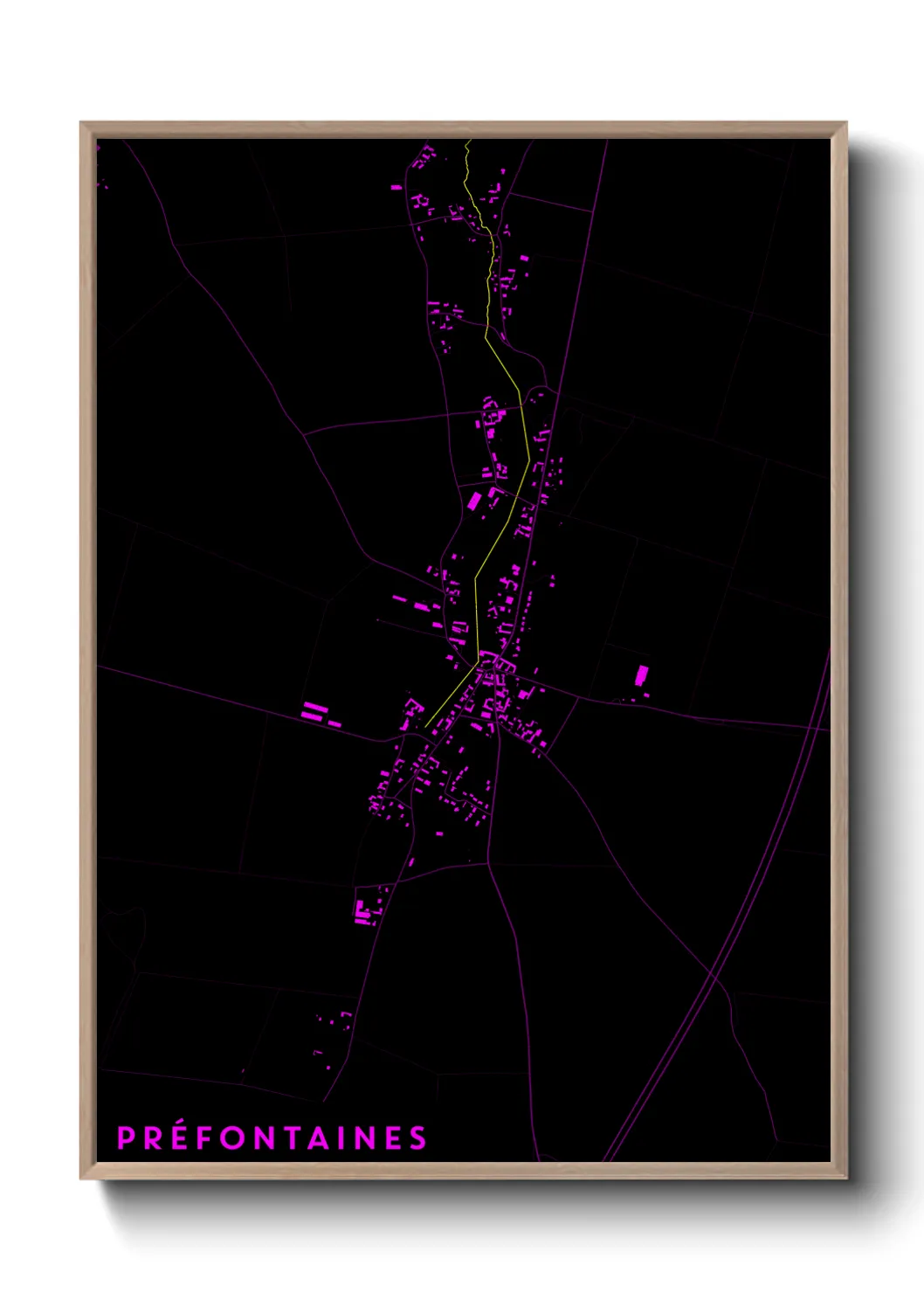 Une affiche de carte sur Préfontaines