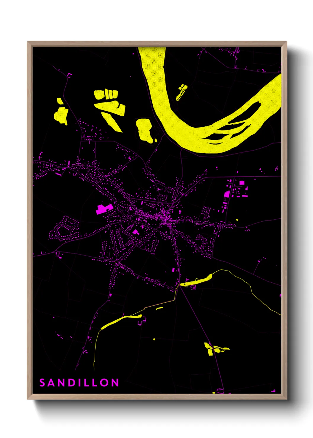 Une affiche de carte sur Sandillon