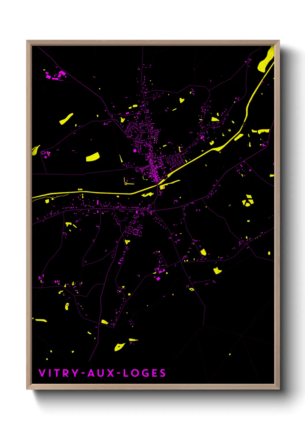 Une affiche de carte sur Vitry-aux-Loges