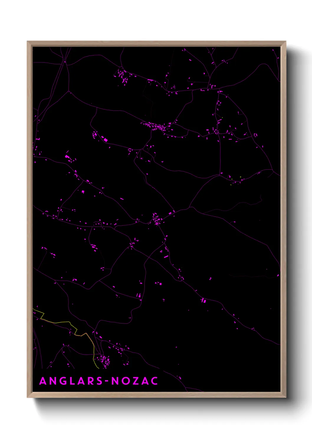 Une affiche de carte sur Anglars-Nozac