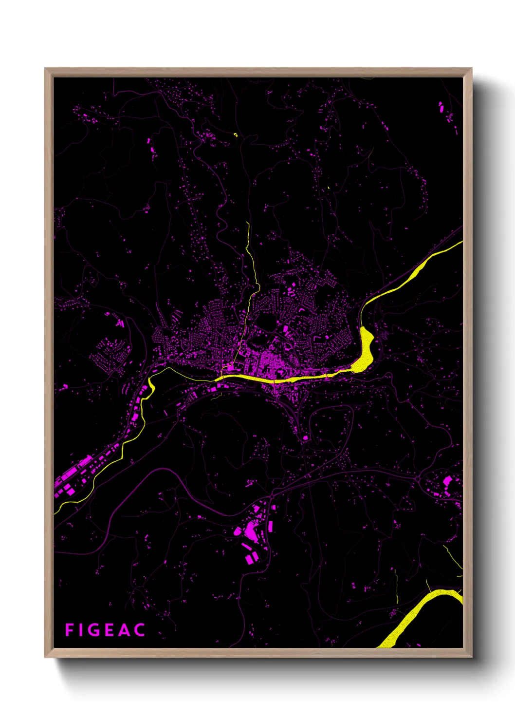 Une affiche de carte sur Figeac