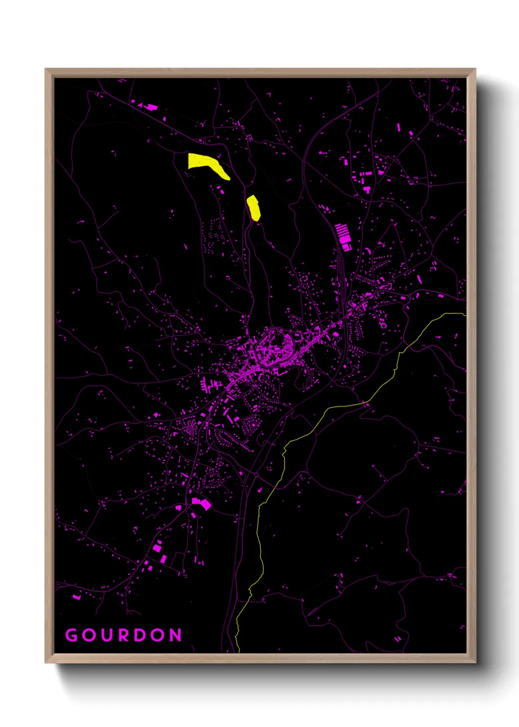 Une affiche de carte sur Gourdon