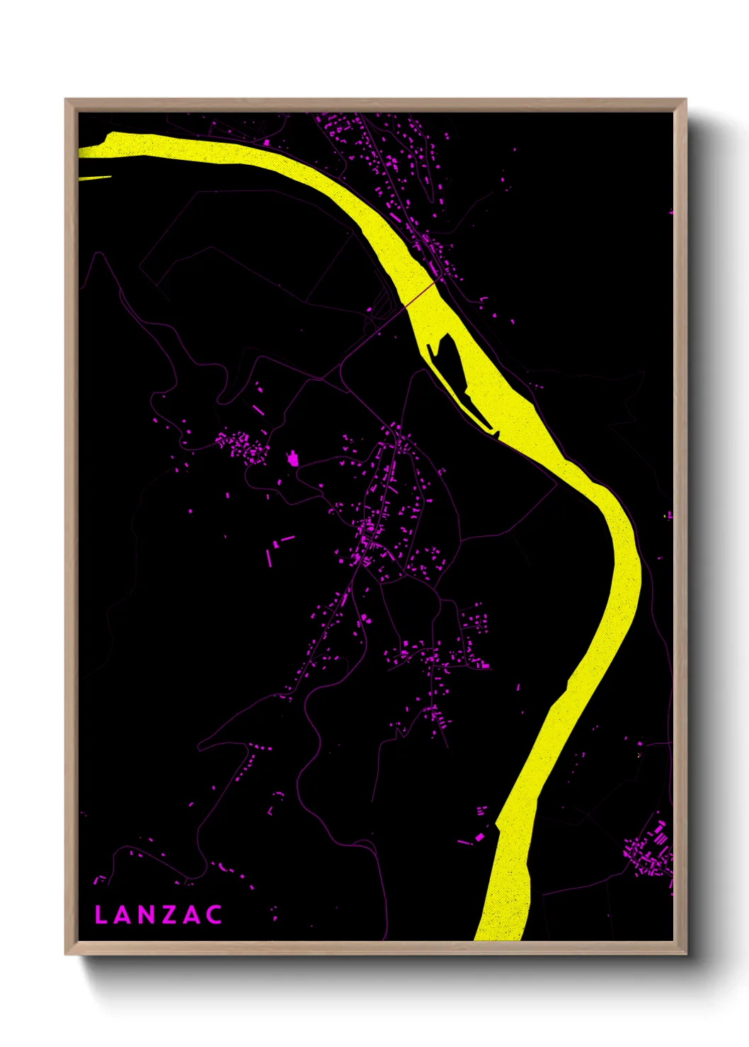 Une affiche de carte sur Lanzac