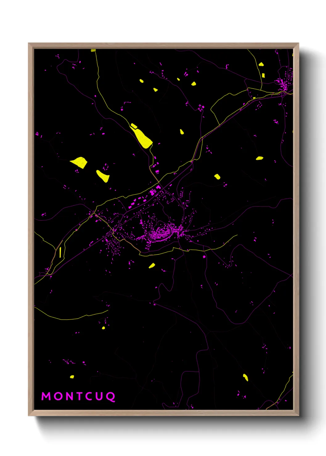 Une affiche de carte sur Montcuq