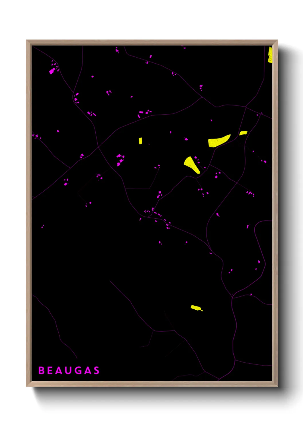 Une affiche de carte sur Beaugas