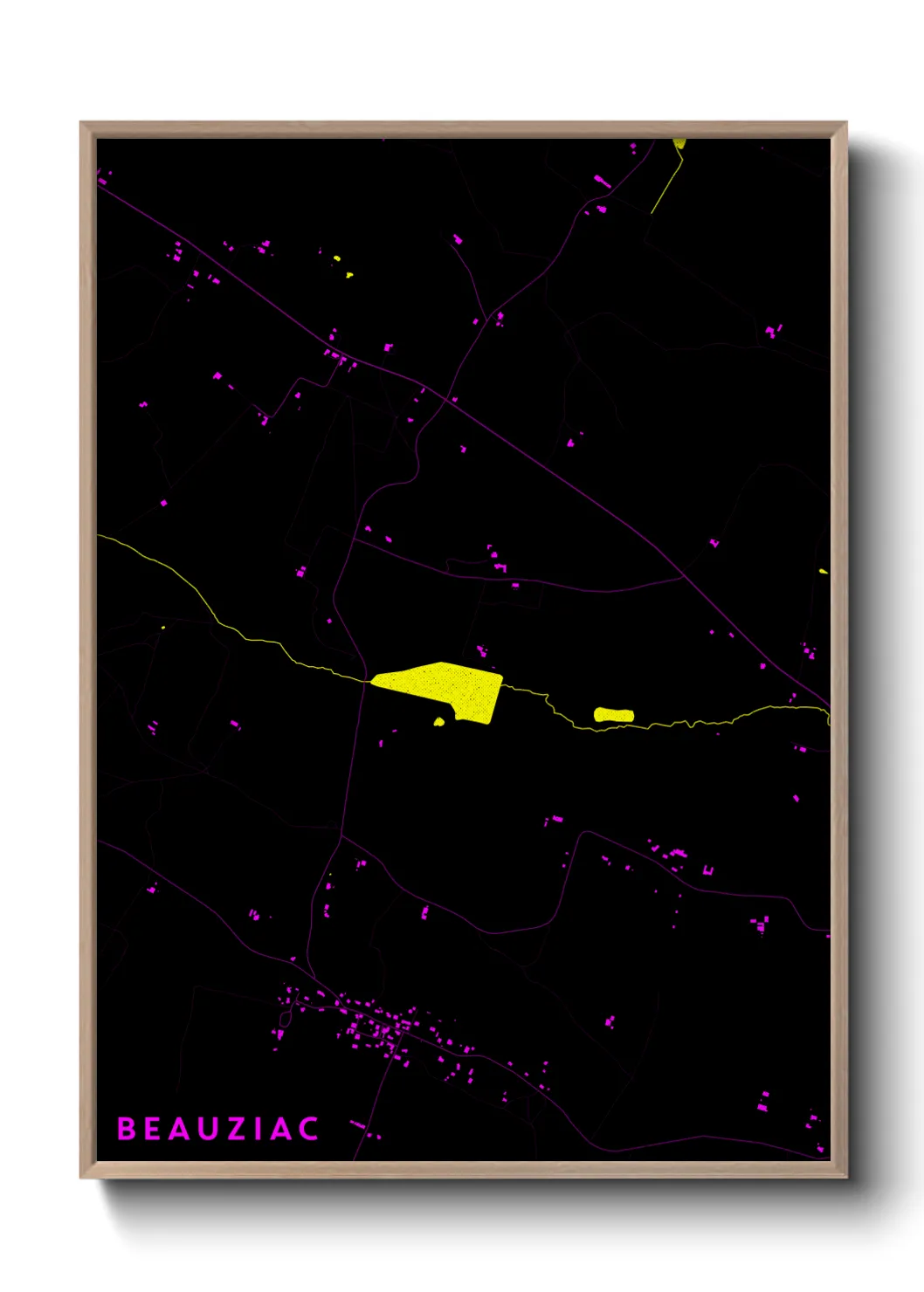 Une affiche de carte sur Beauziac