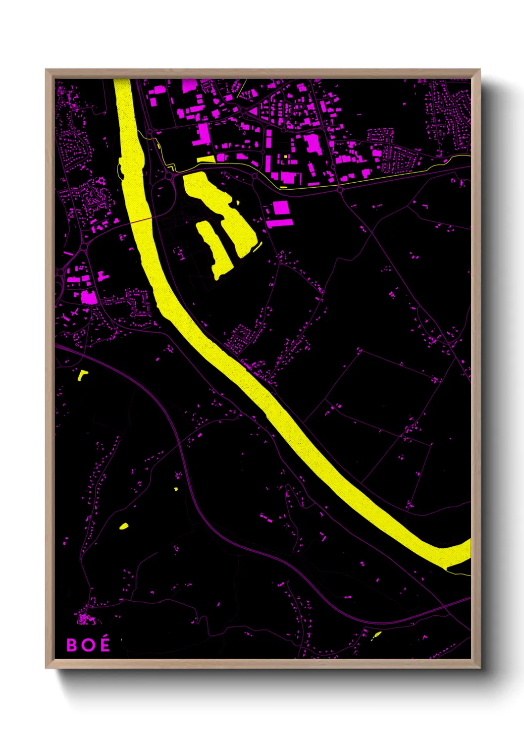 Une affiche de carte sur Boé