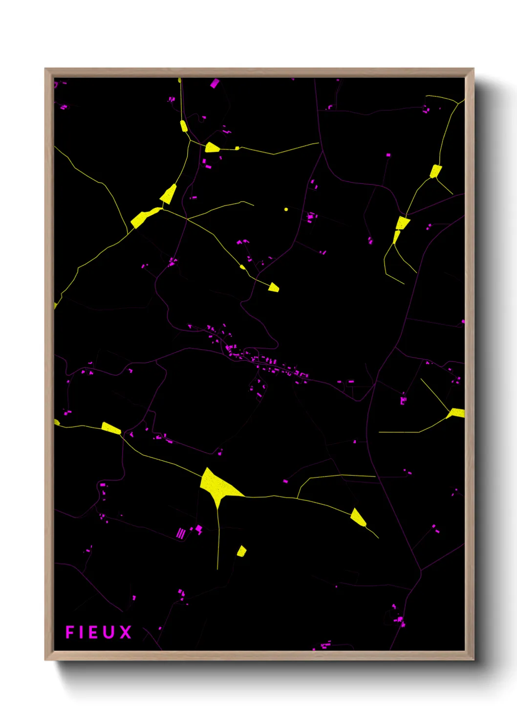 Une affiche de carte sur Fieux