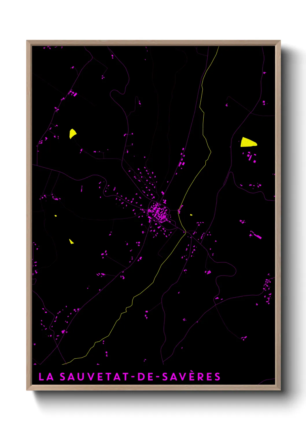 Une affiche de carte sur La Sauvetat-de-Savères