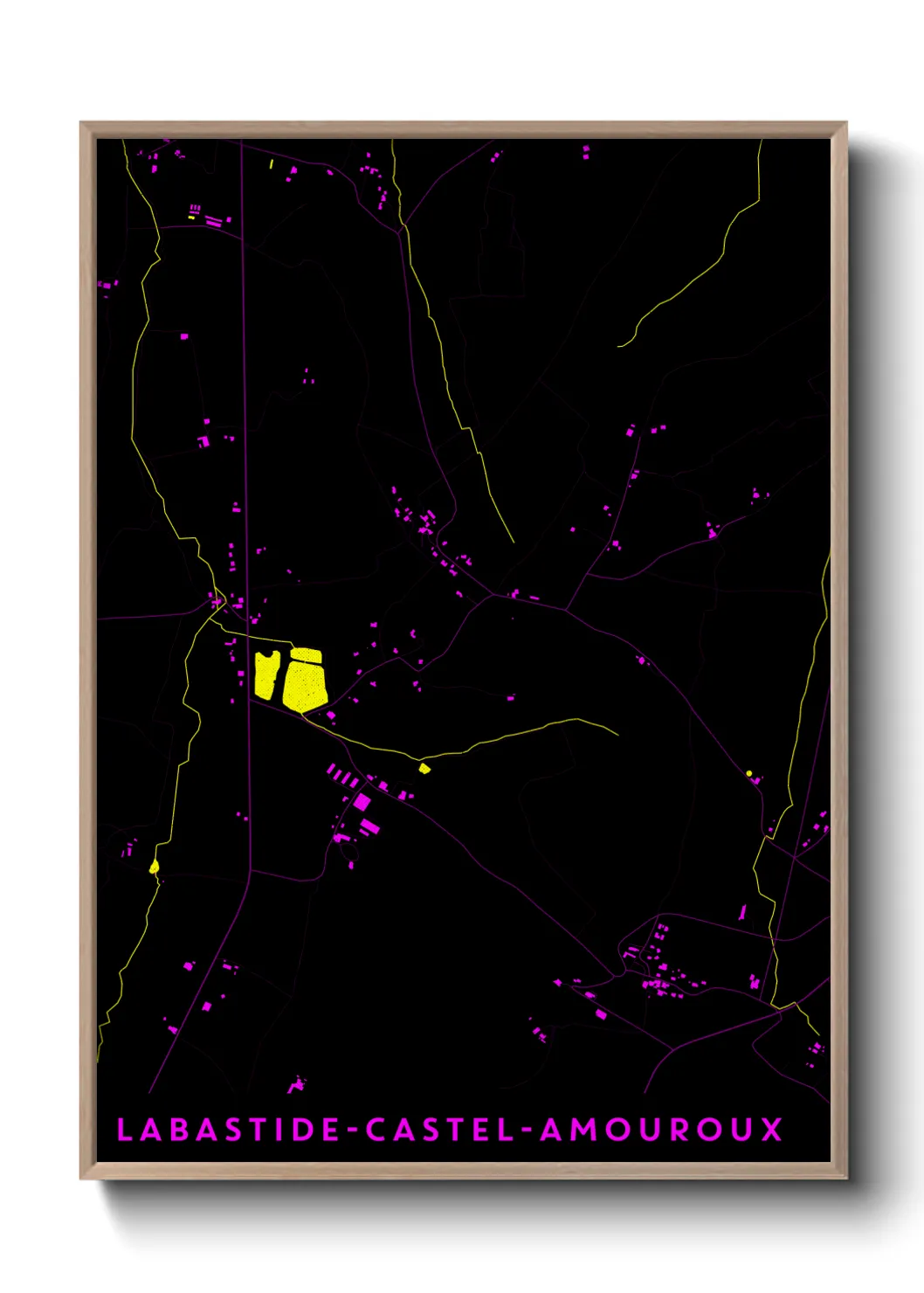 Une affiche de carte sur Labastide-Castel-Amouroux
