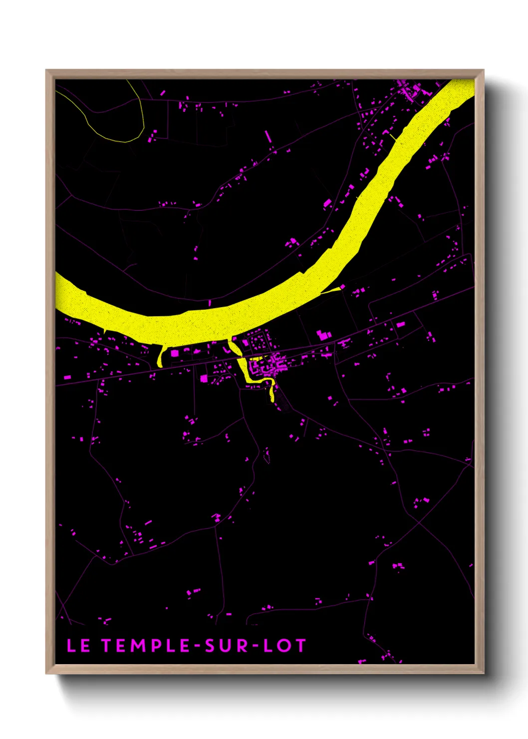 Une affiche de carte sur Le Temple-sur-Lot