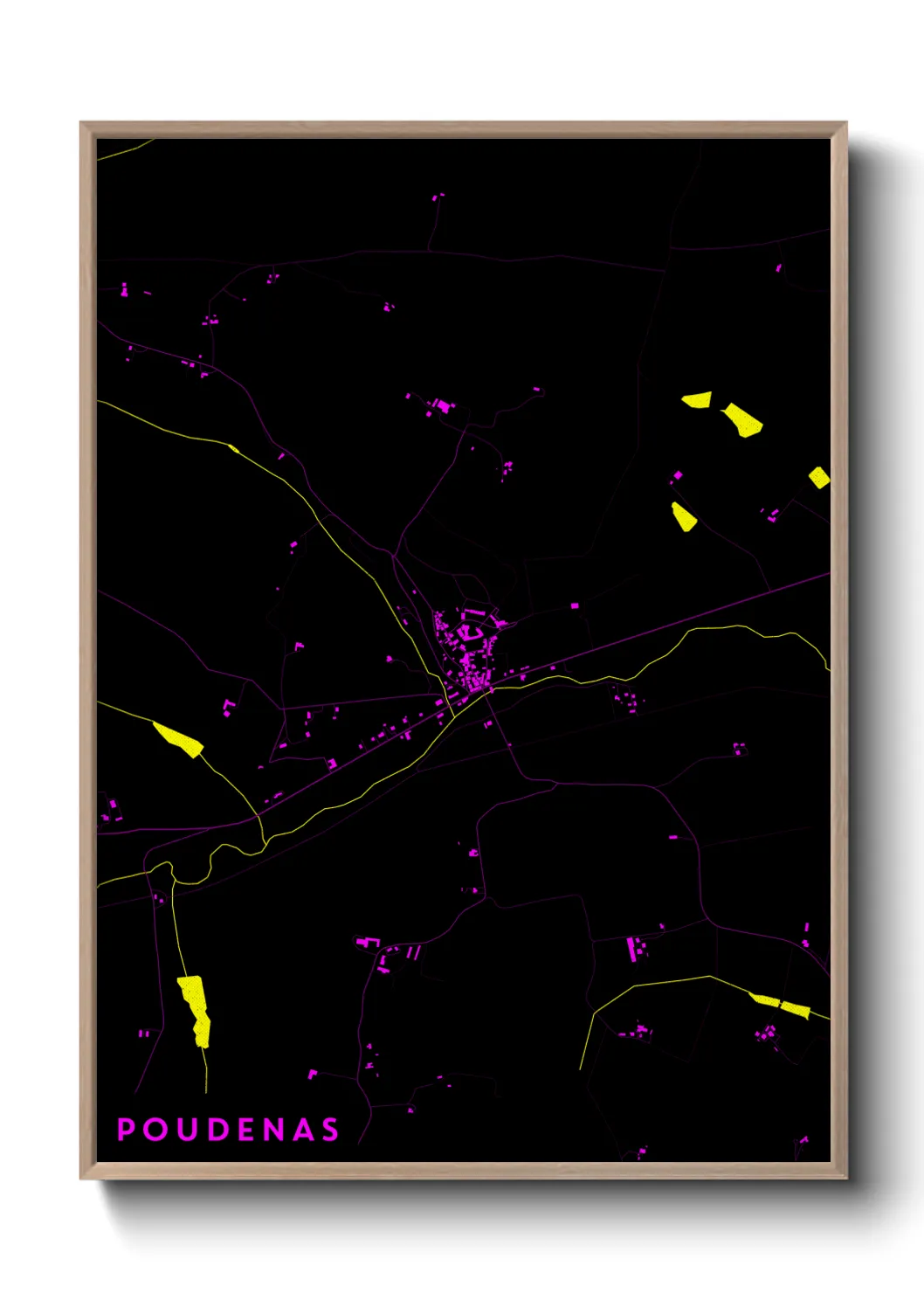 Une affiche de carte sur Poudenas