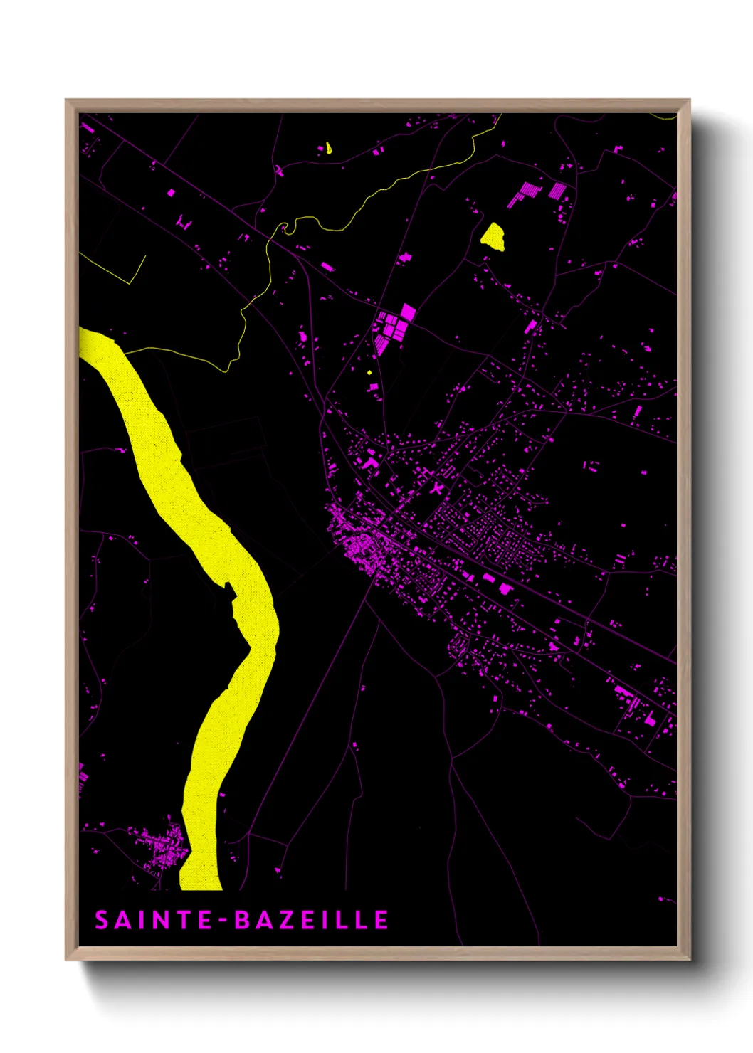 Une affiche de carte sur Sainte-Bazeille