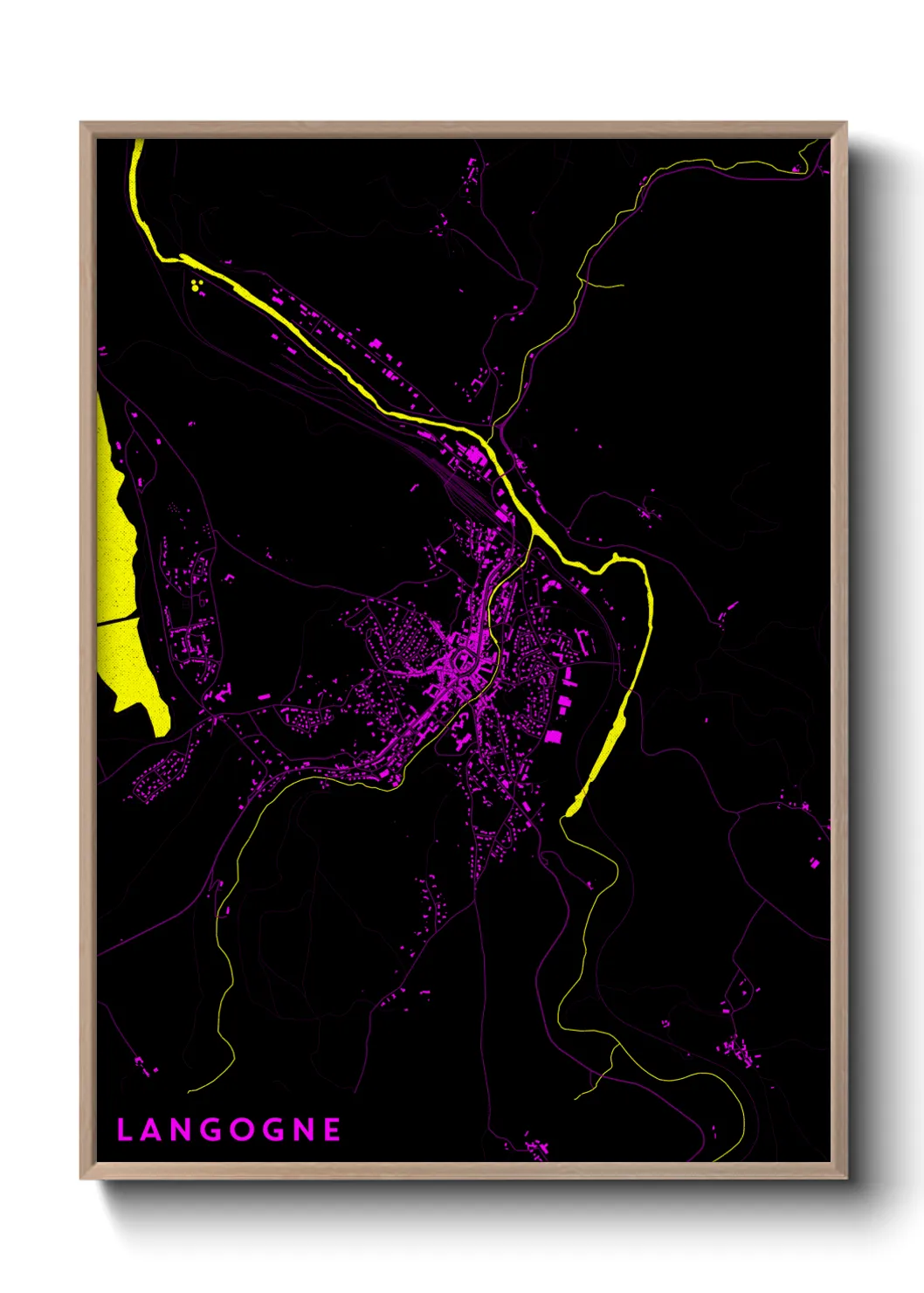 Une affiche de carte sur Langogne