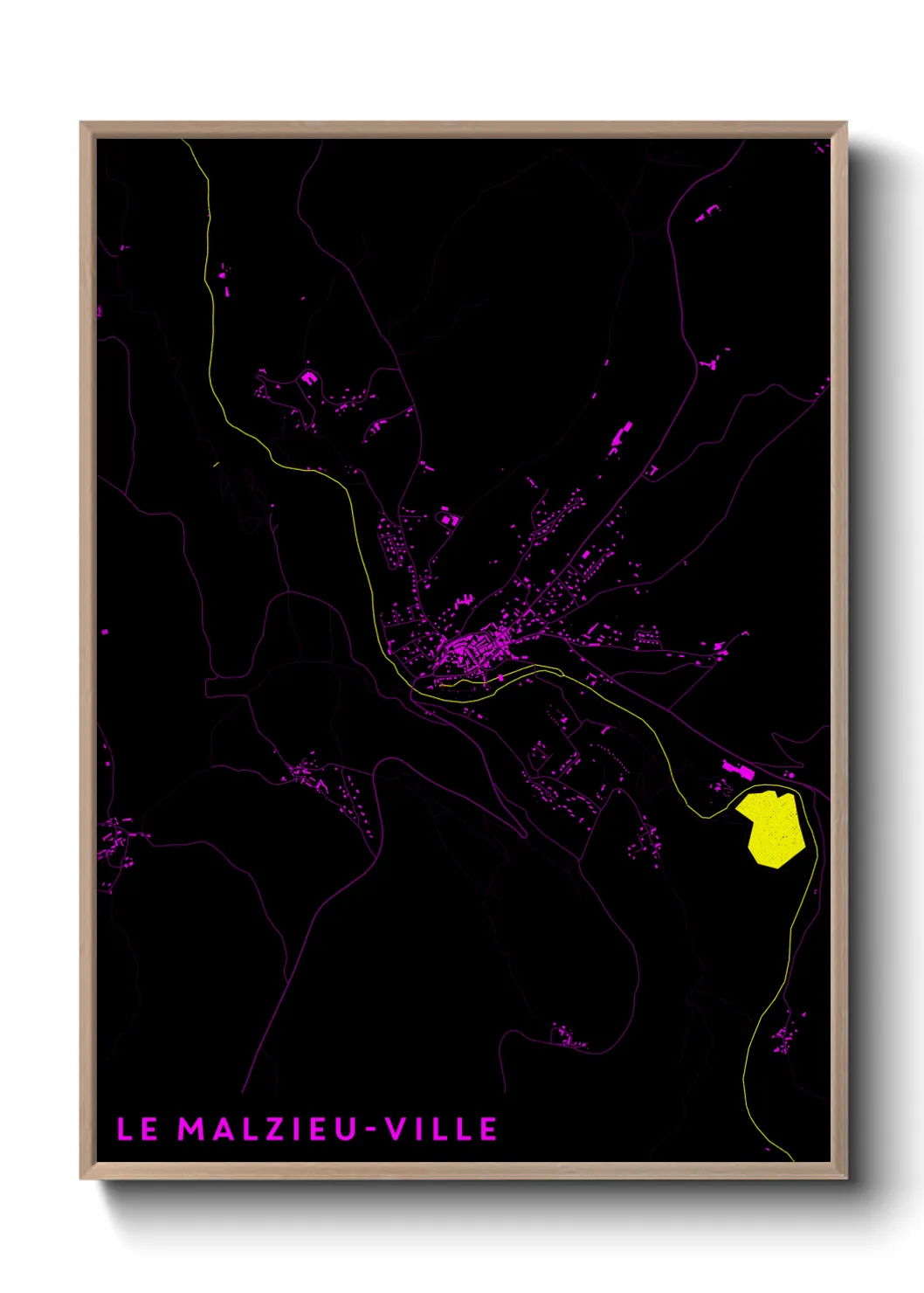 Une affiche de carte sur Le Malzieu-Ville