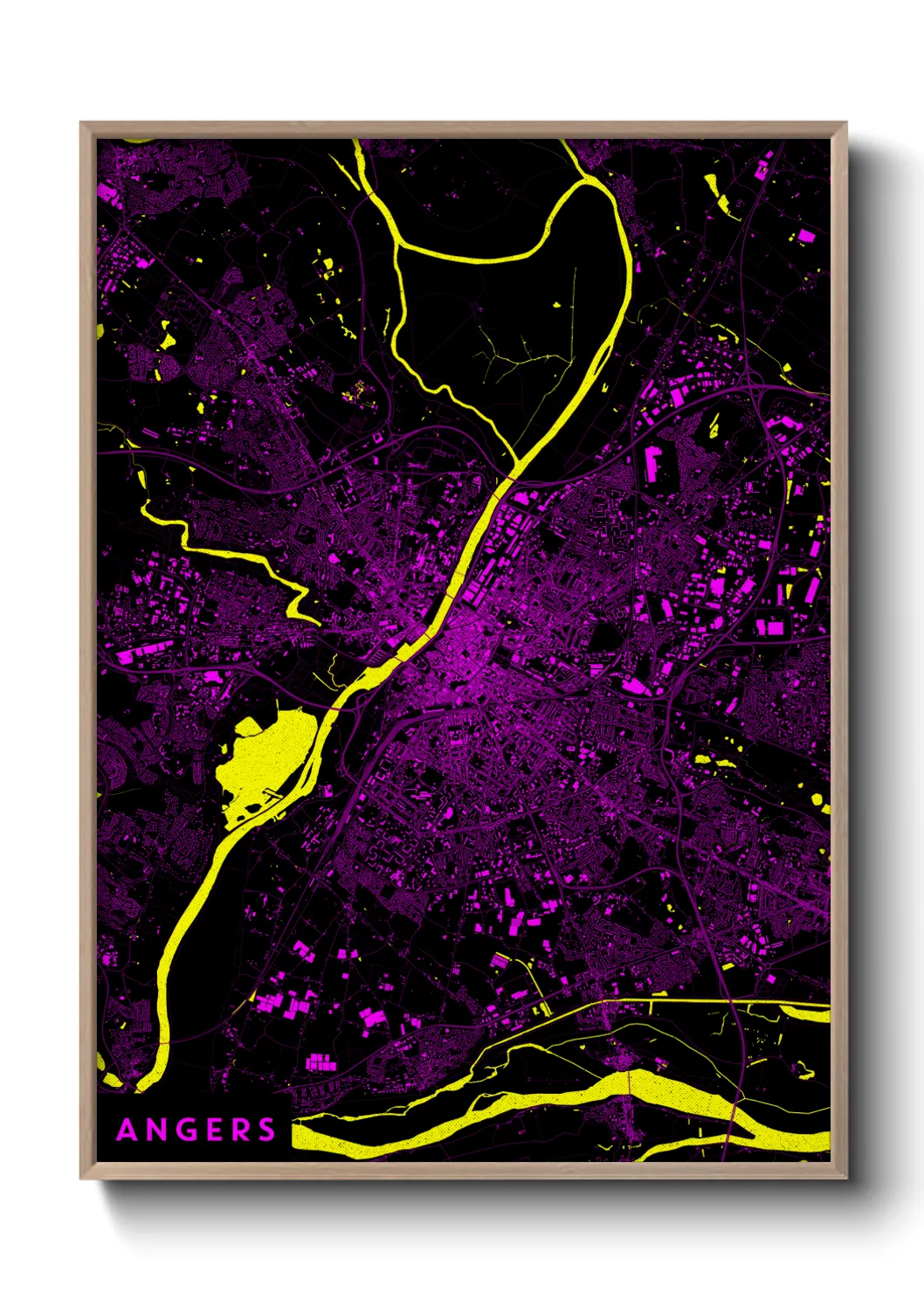 Une affiche de carte sur Angers