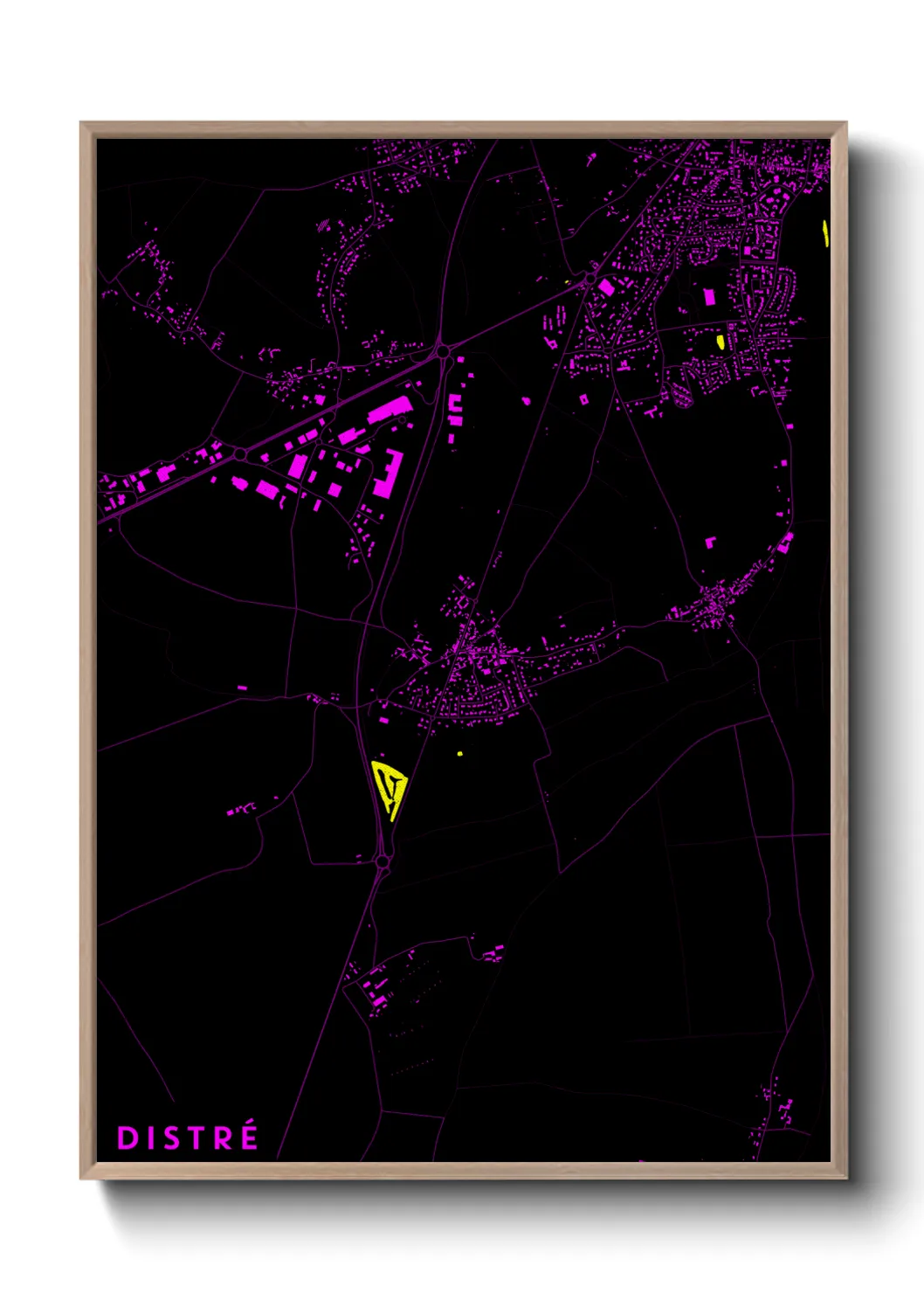 Une affiche de carte sur Distré