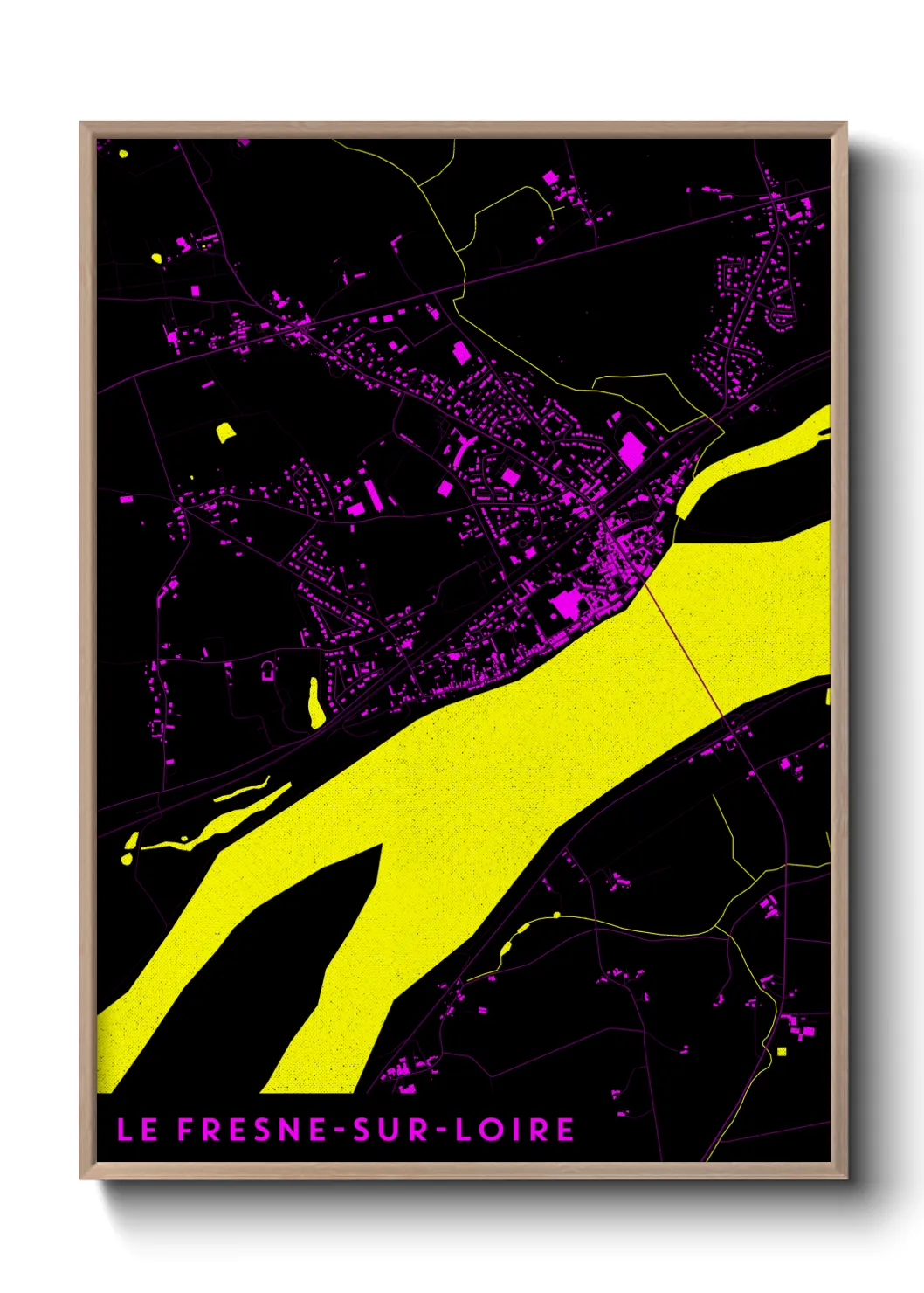 Une affiche de carte sur Le Fresne-sur-Loire