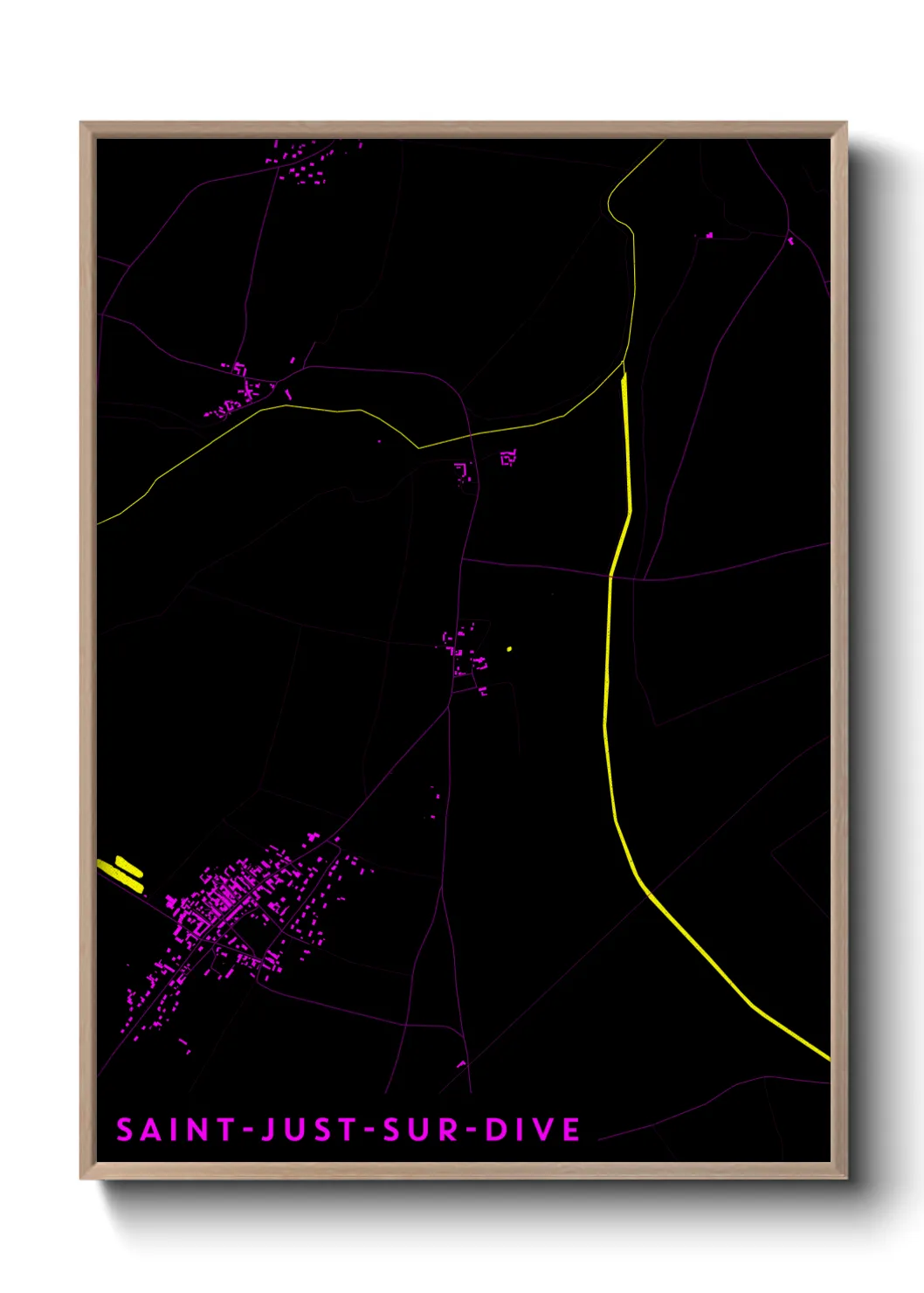 Une affiche de carte sur Saint-Just-sur-Dive