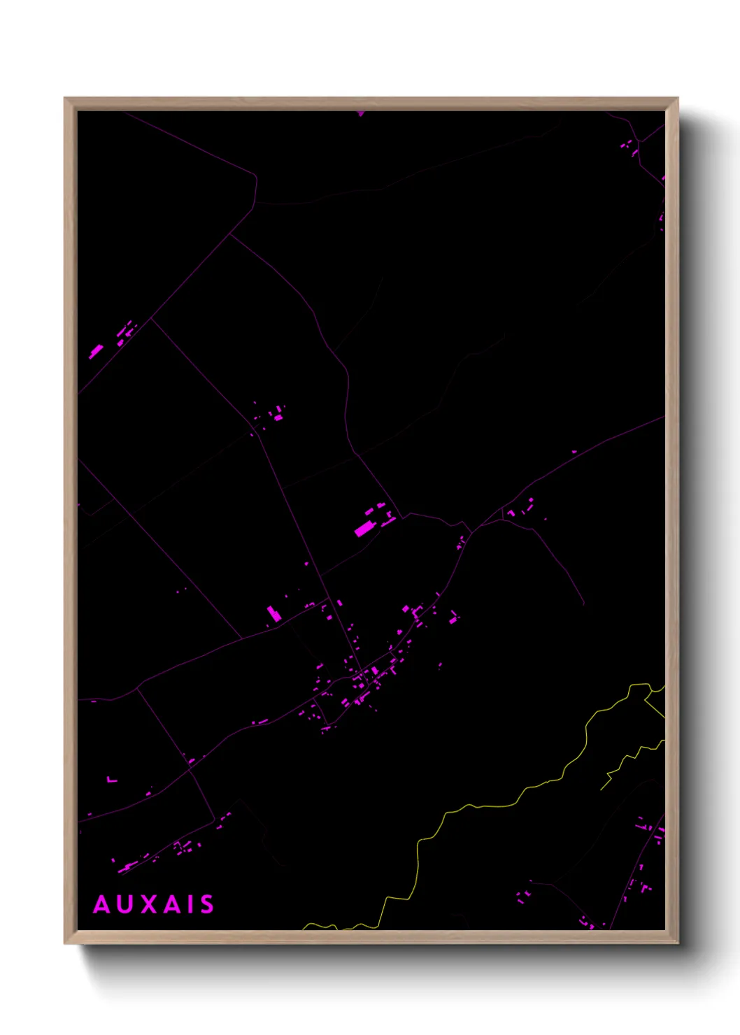 Une affiche de carte sur Auxais