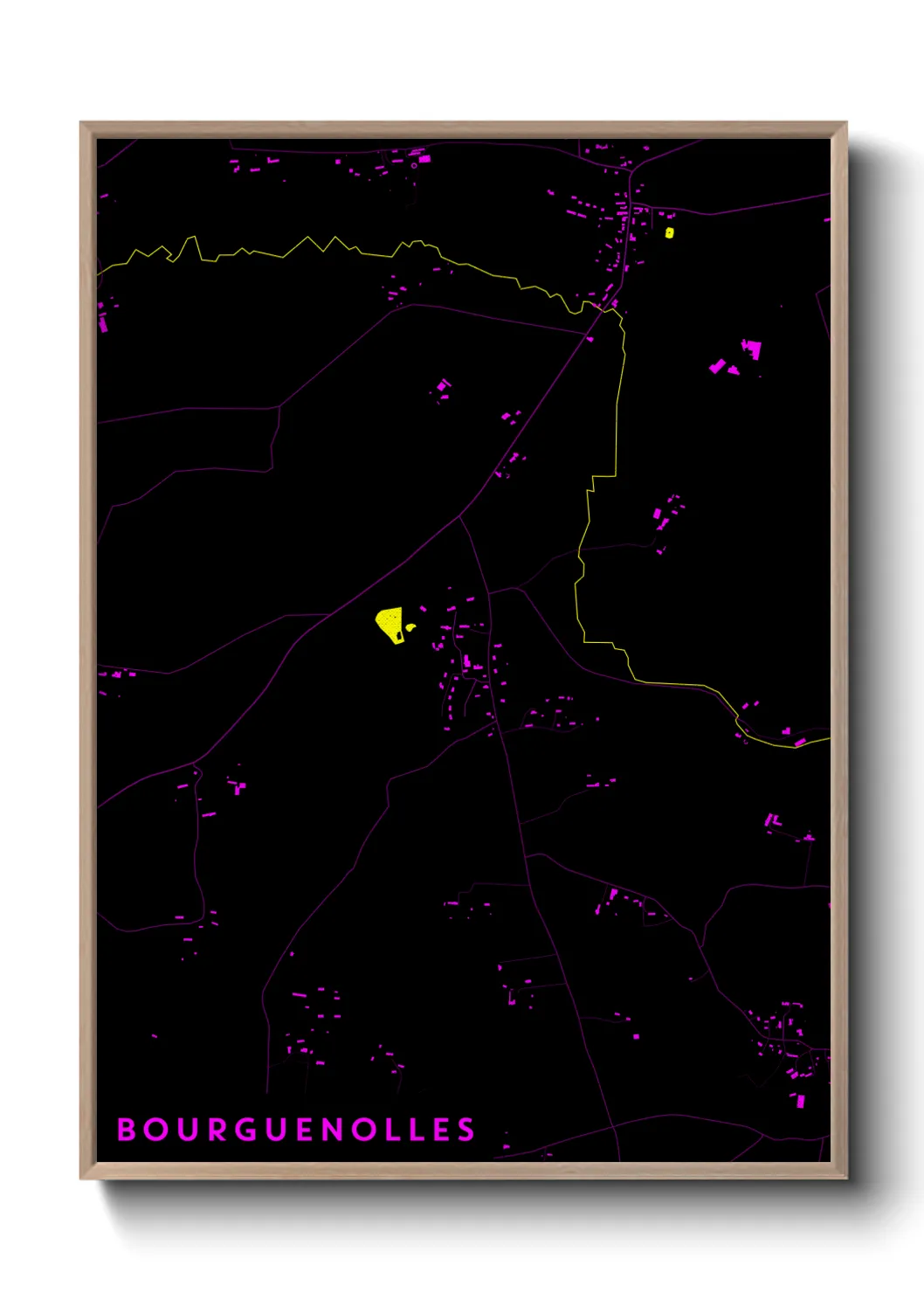Une affiche de carte sur Bourguenolles