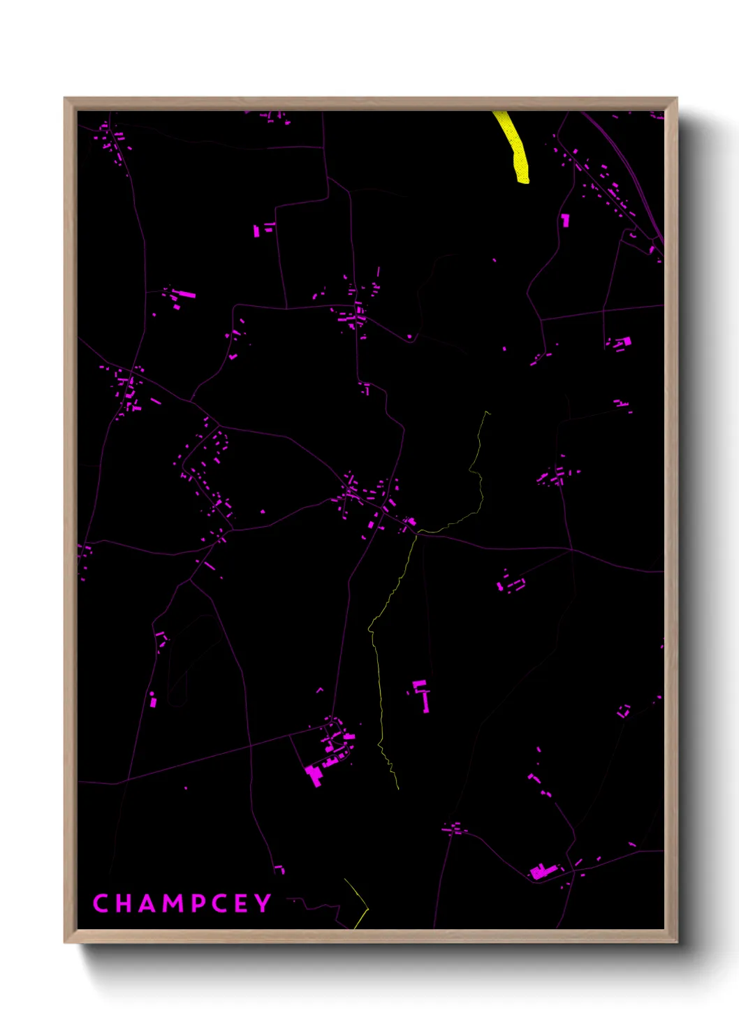 Une affiche de carte sur Champcey