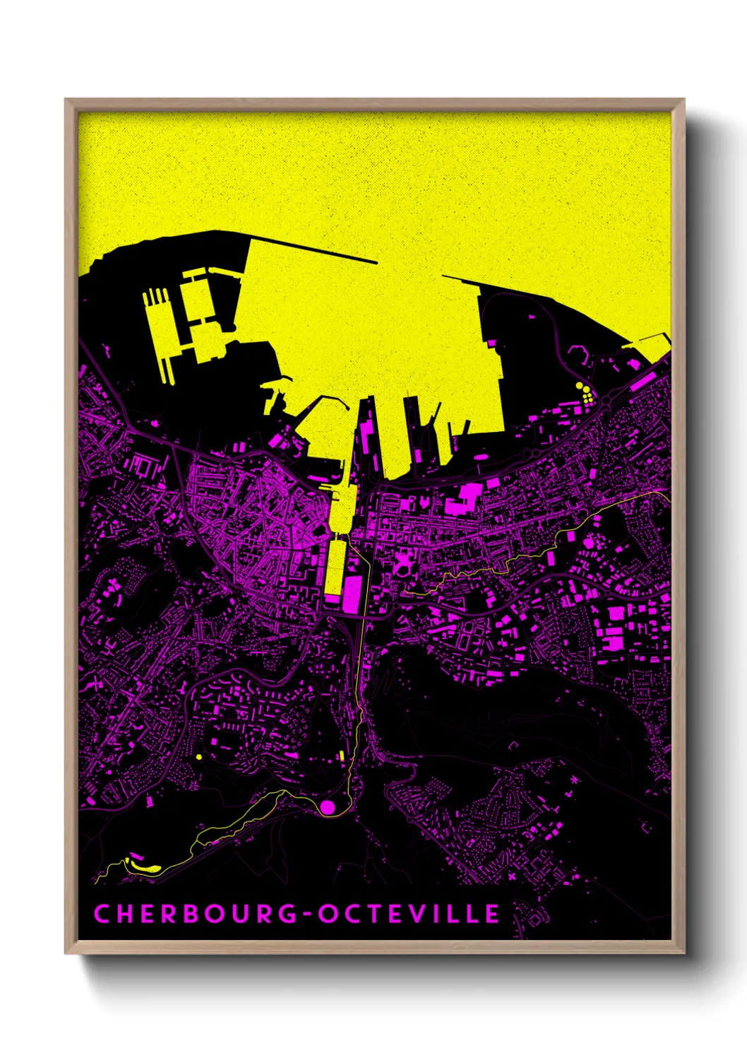 Une affiche de carte sur Cherbourg-Octeville