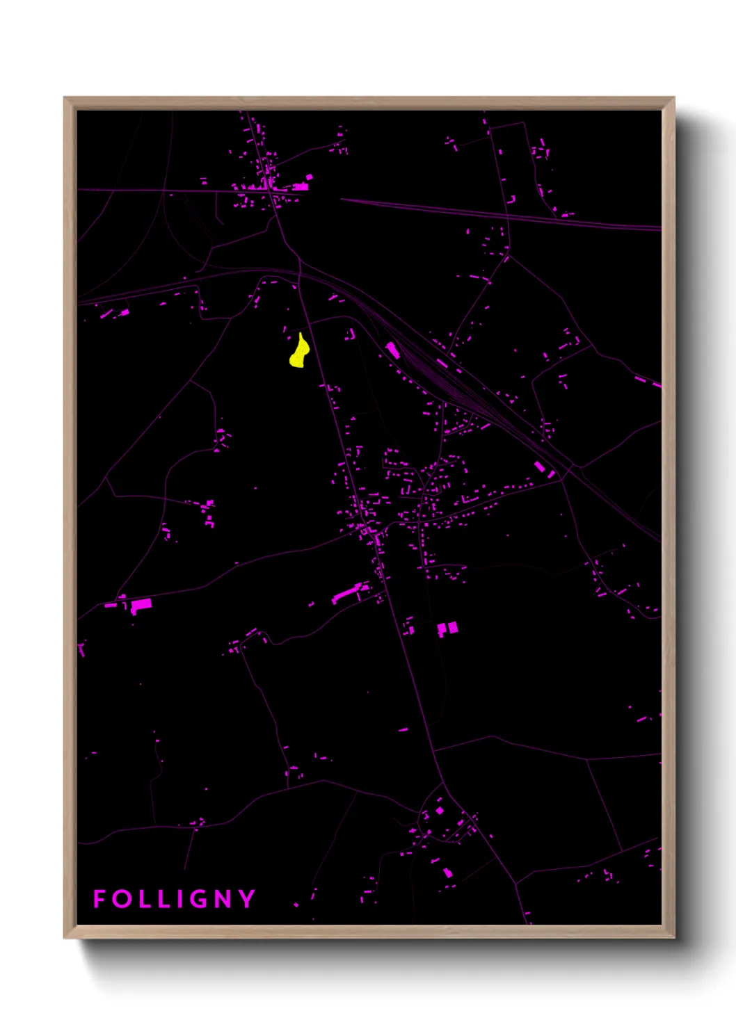 Une affiche de carte sur Folligny