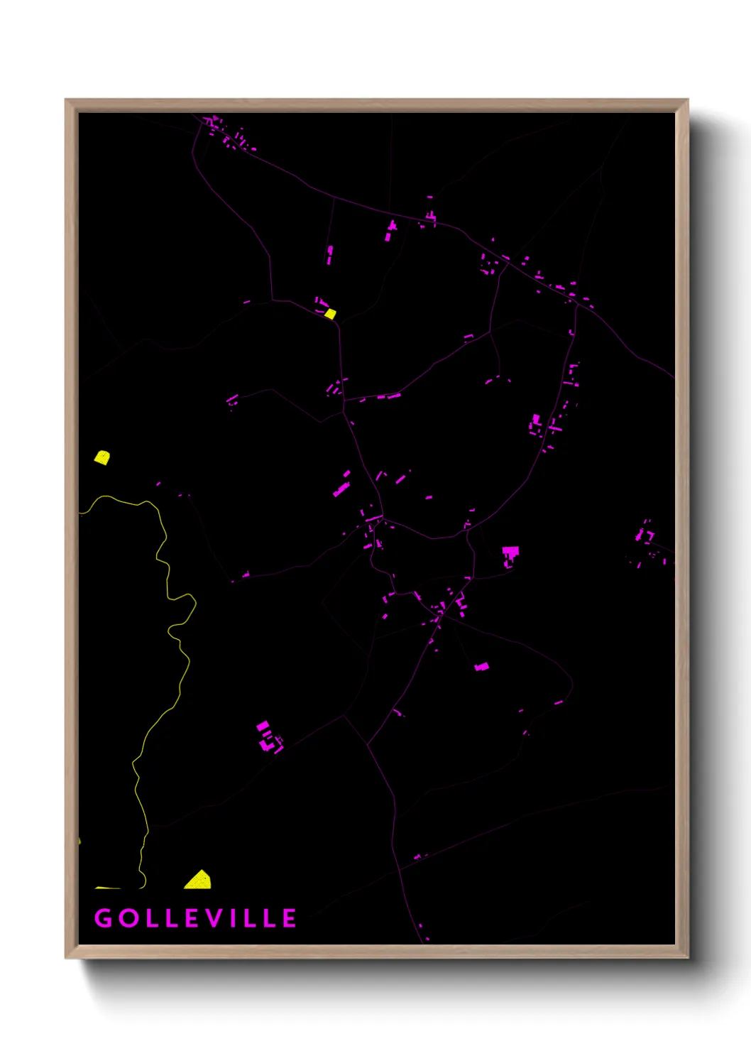 Une affiche de carte sur Golleville