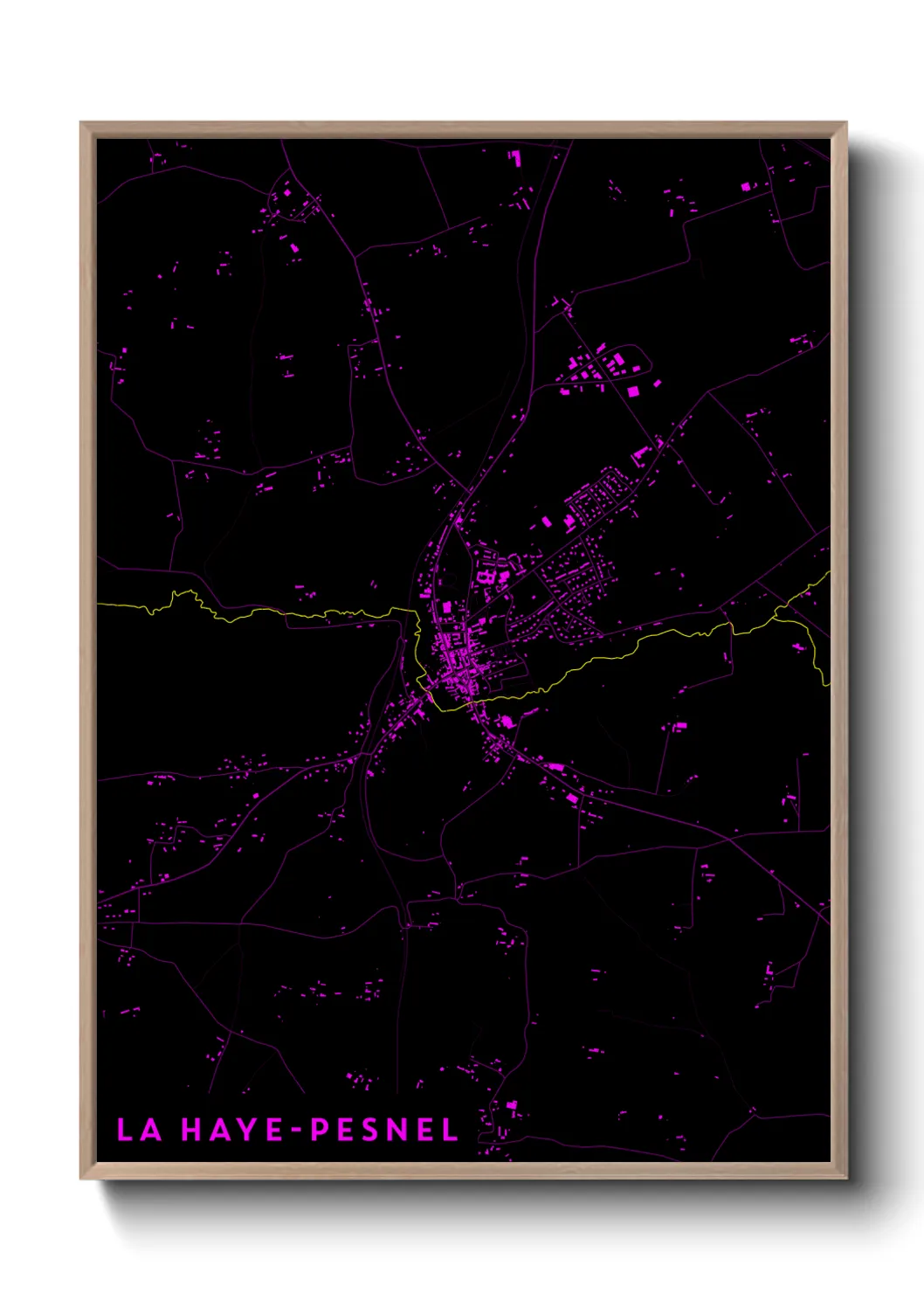 Une affiche de carte sur La Haye-Pesnel