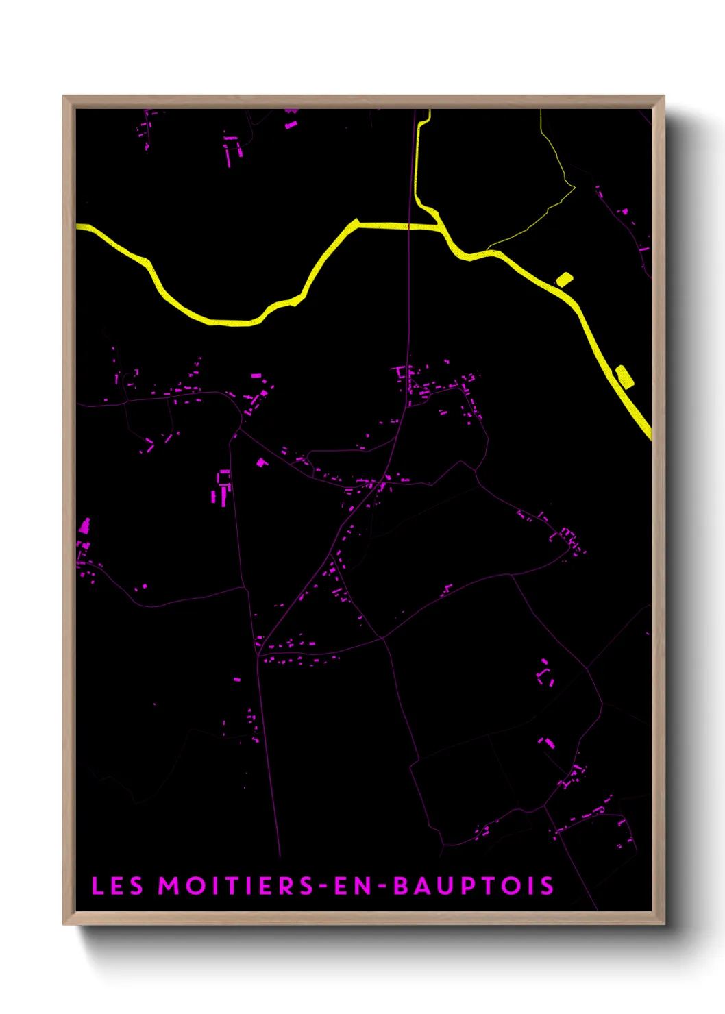 Une affiche de carte sur Les Moitiers-en-Bauptois