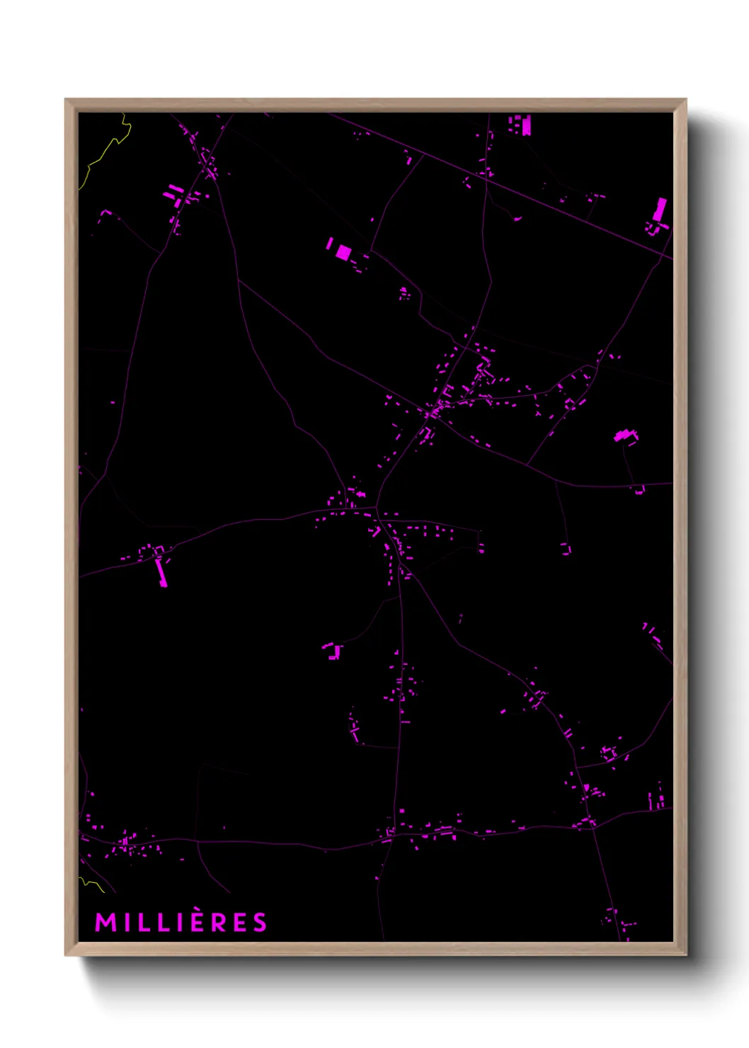 Une affiche de carte sur Millières